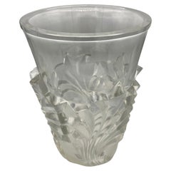 Vintage A Lalique large Glass Leave vase 