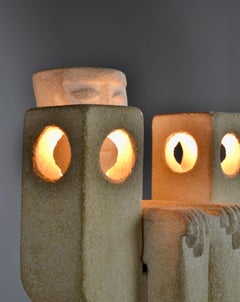 A lamp crafted in limestone from the 1970s - Albert Tormos - France
