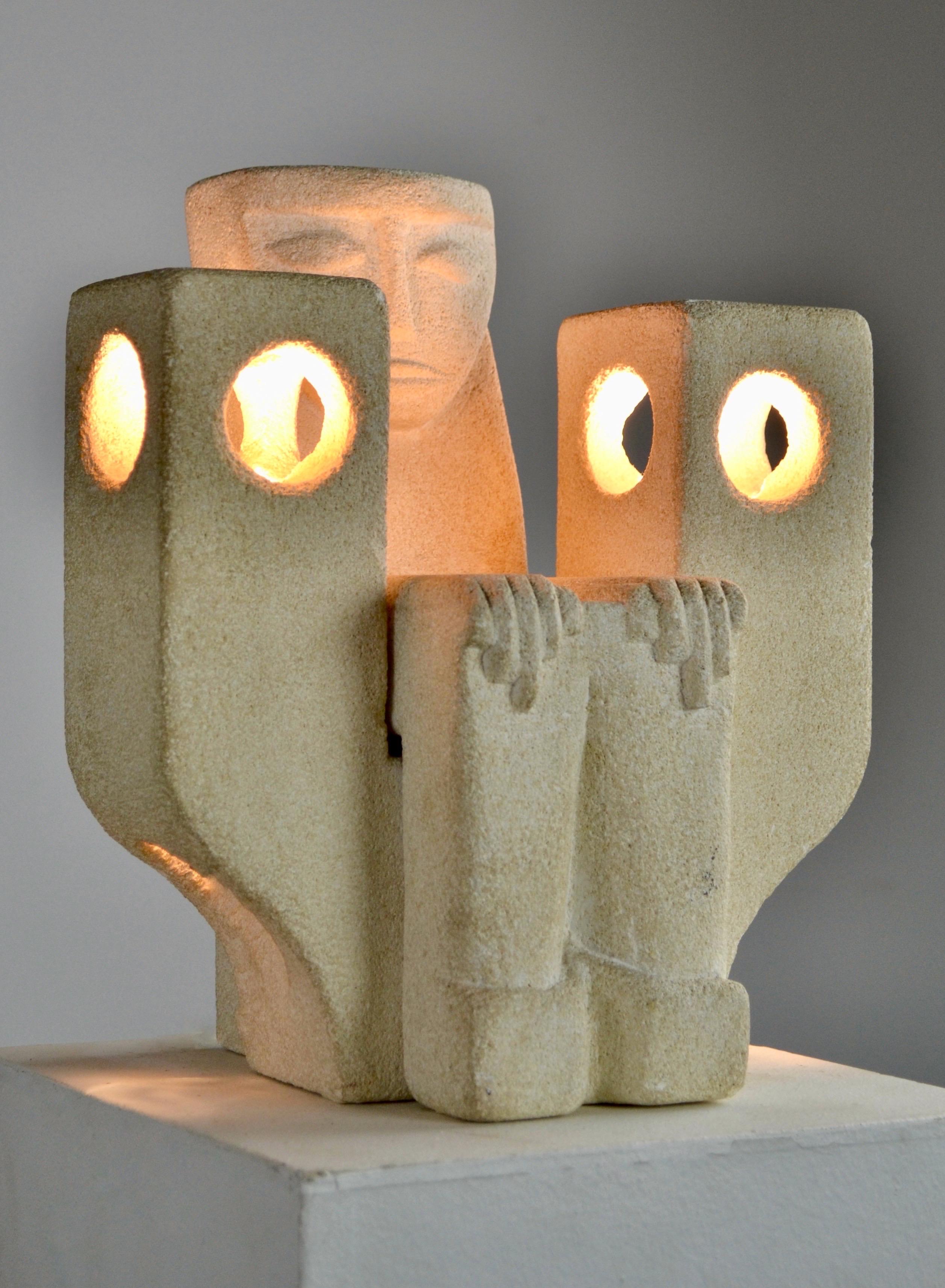 Mid-Century Modern A lamp crafted in limestone from the 1970s - Albert Tormos - France For Sale