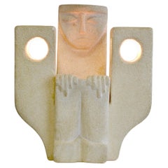 Eine aus Kalkstein gefertigte Lampe aus den 1970er Jahren - Albert Tormos - Frankreich