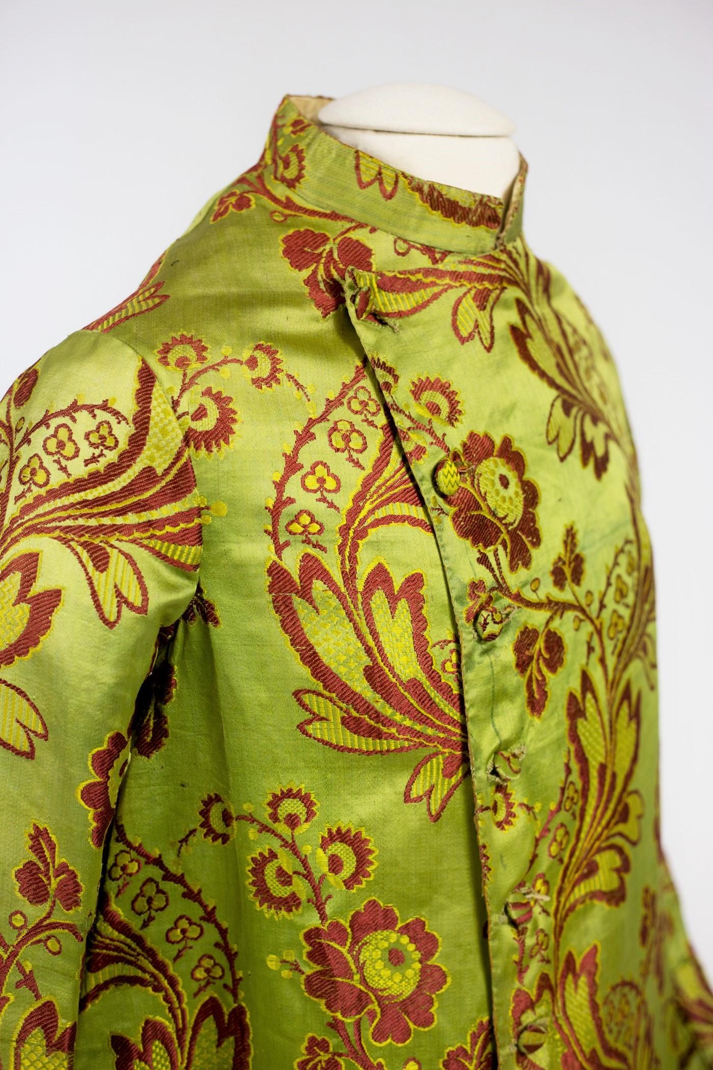 Brown A Lampas Silk Morning Gown or Man's Banyan Museum Piece France Circa 1760