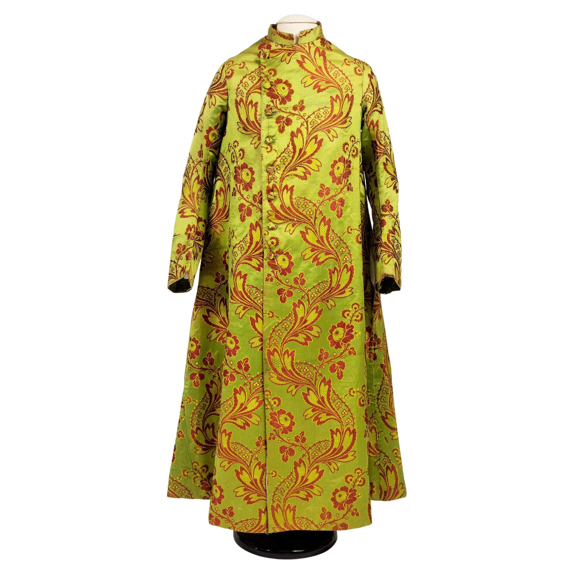 A Lampas Silk Morning Gown or Man's Banyan Museum Piece France Circa 1760