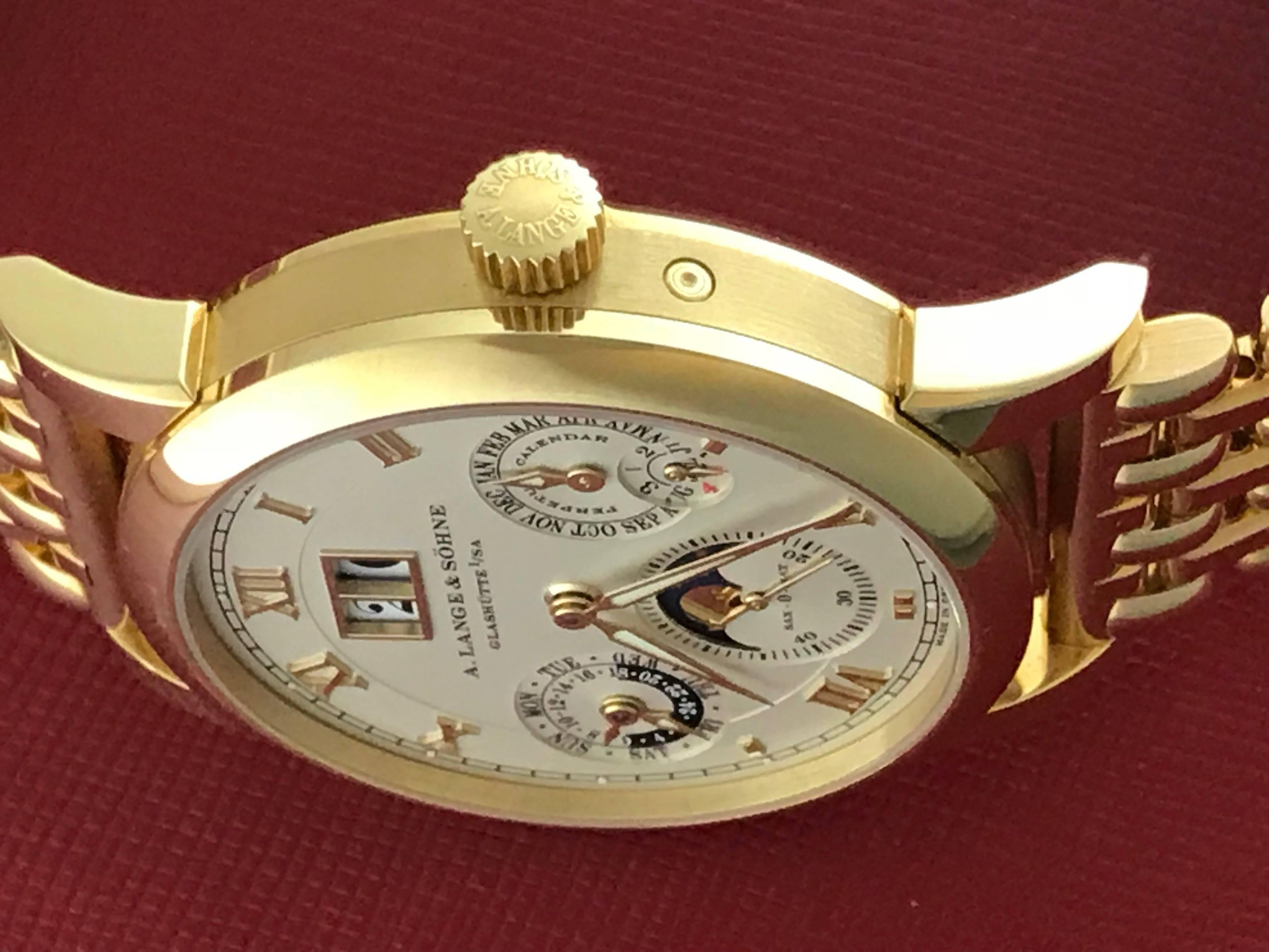 Contemporary A. Lange & Söhne Yellow Gold Langematik Perpetual Calendar Automatic Wristwatch 