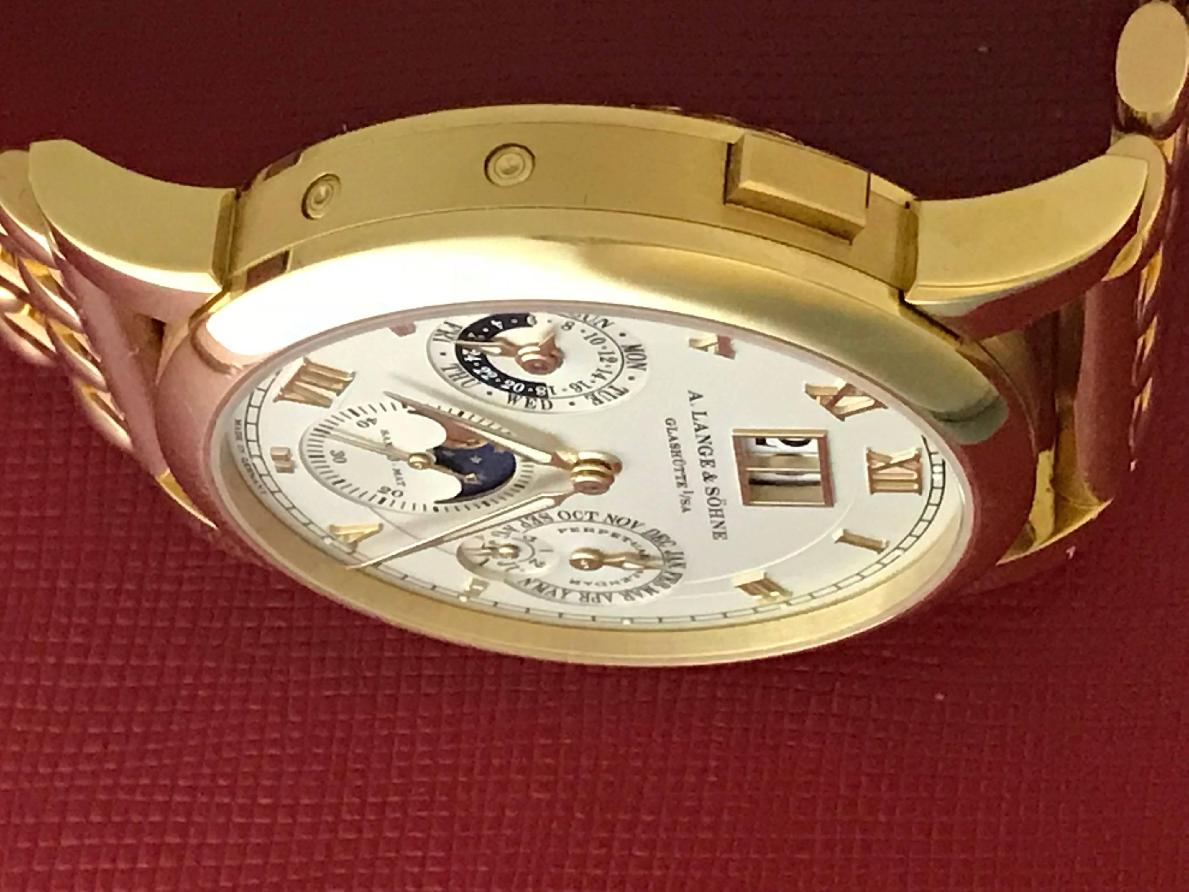 A. Lange & Söhne Yellow Gold Langematik Perpetual Calendar Automatic Wristwatch  In New Condition In Dallas, TX