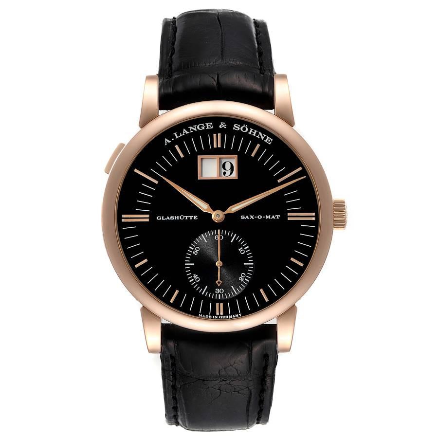 A. Lange and Sohne Grand Langematik Automatic Rose Gold Mens Watch 309.031. Automatic self-winding movement. 18k rose gold case 40 mm in diameter. Exhibition sapphire case back. . Scratch resistant sapphire crystal. Black dial with 18k rose gold
