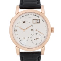 A. Lange and Sohne Lange 1 18K Rose Gold Silver Dial Hand Wind Watch 101.032