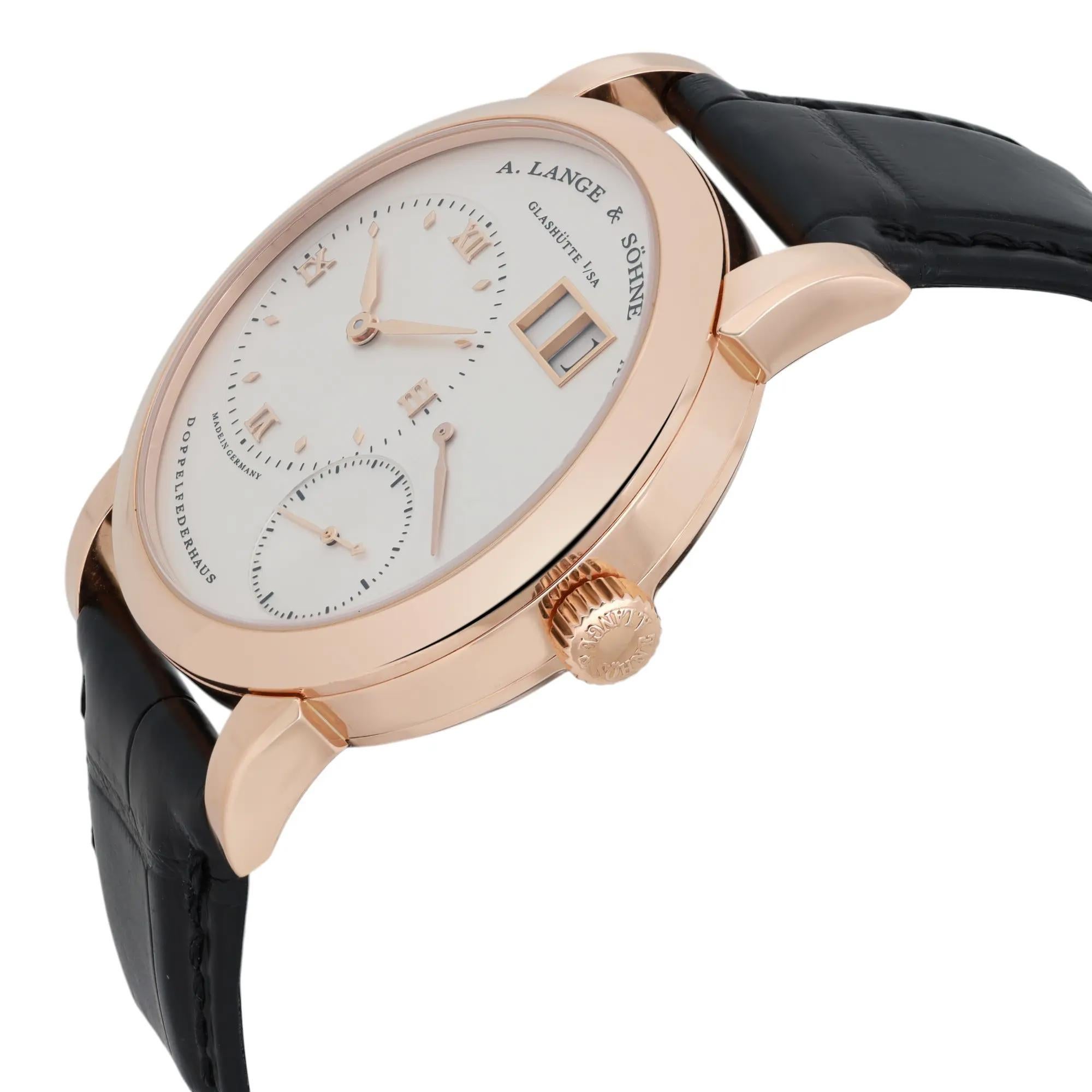 A. Orologio Lange and Sohn Lange 1 in oro rosa 18 carati con quadrante argentato e carica manuale 101.032 In condizioni buone in vendita a New York, NY