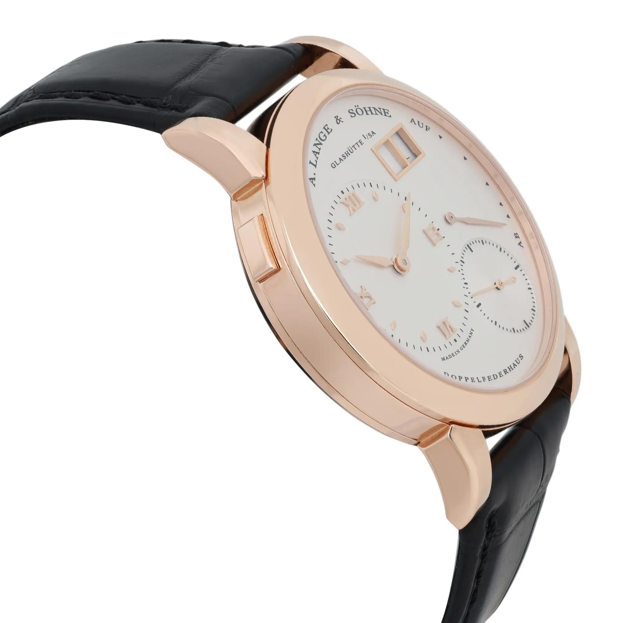 Uomo A. Orologio Lange and Sohn Lange 1 in oro rosa 18 carati con quadrante argentato e carica manuale 101.032 in vendita