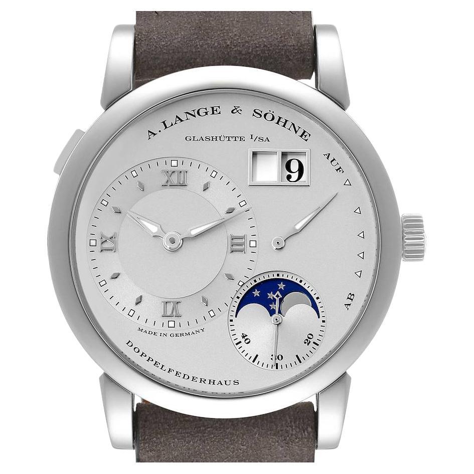 A. Lange and Sohne Lange 1 Moonphase Platinum Mens Watch 109.025 For Sale
