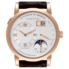 Used A. Lange and Sohne Lange 1 Moonphase Rose Gold Mens Watch 192.032 Box Card