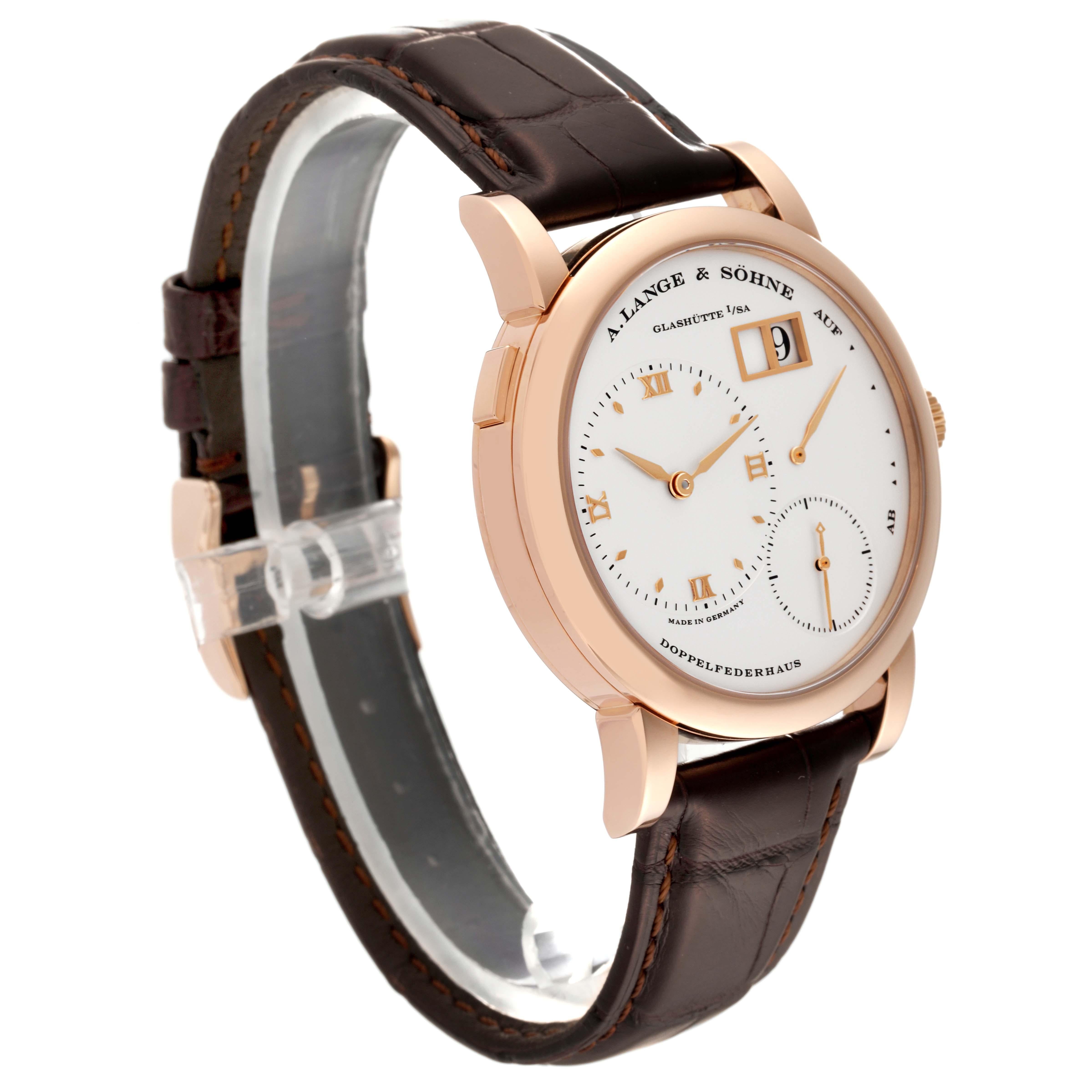 A. Lange and Sohne Lange 1 Rose Gold Silver Dial Mens Watch 101.032 Box Papers For Sale 2