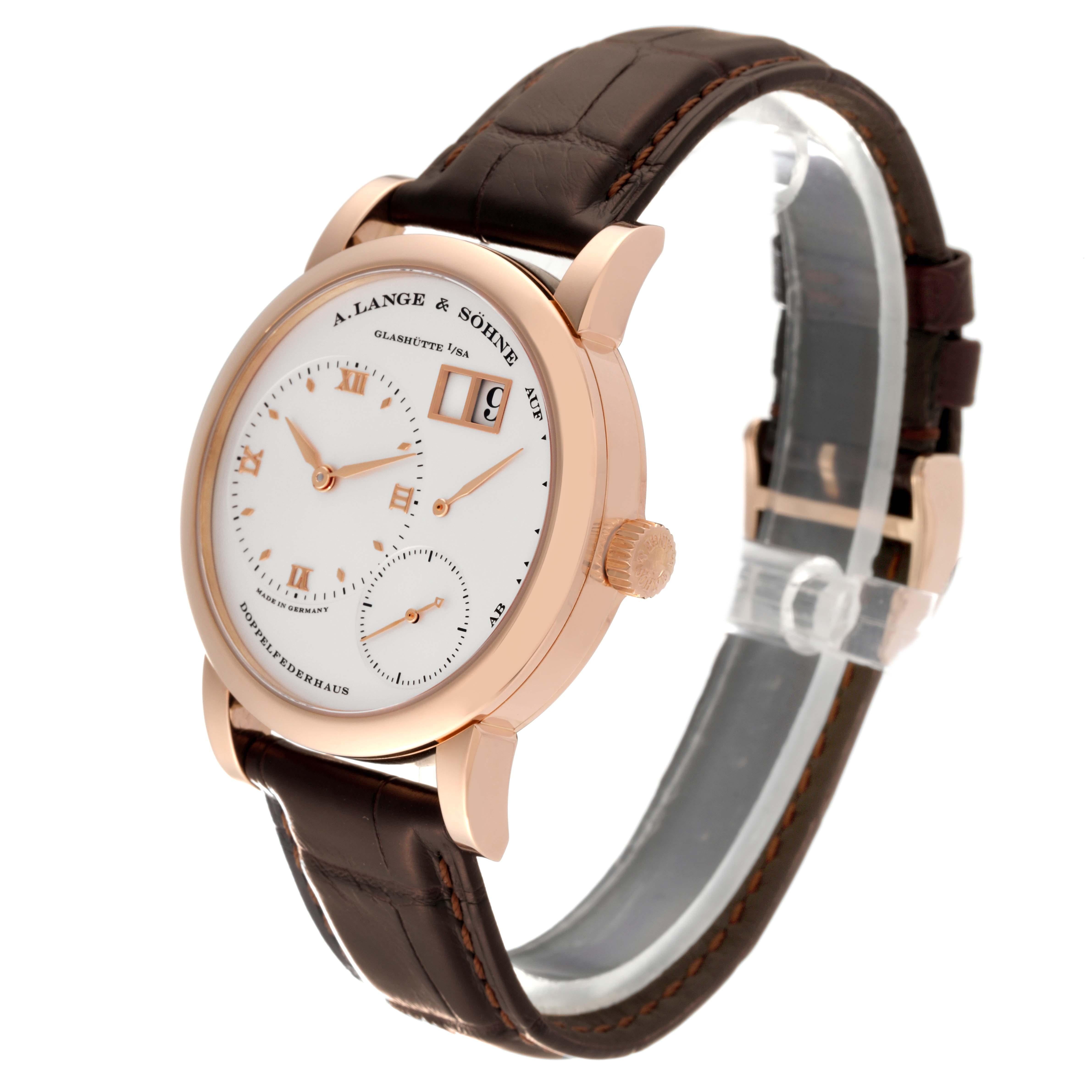 A. Lange and Sohne Lange 1 Rose Gold Silver Dial Mens Watch 101.032 Box Papers For Sale 3