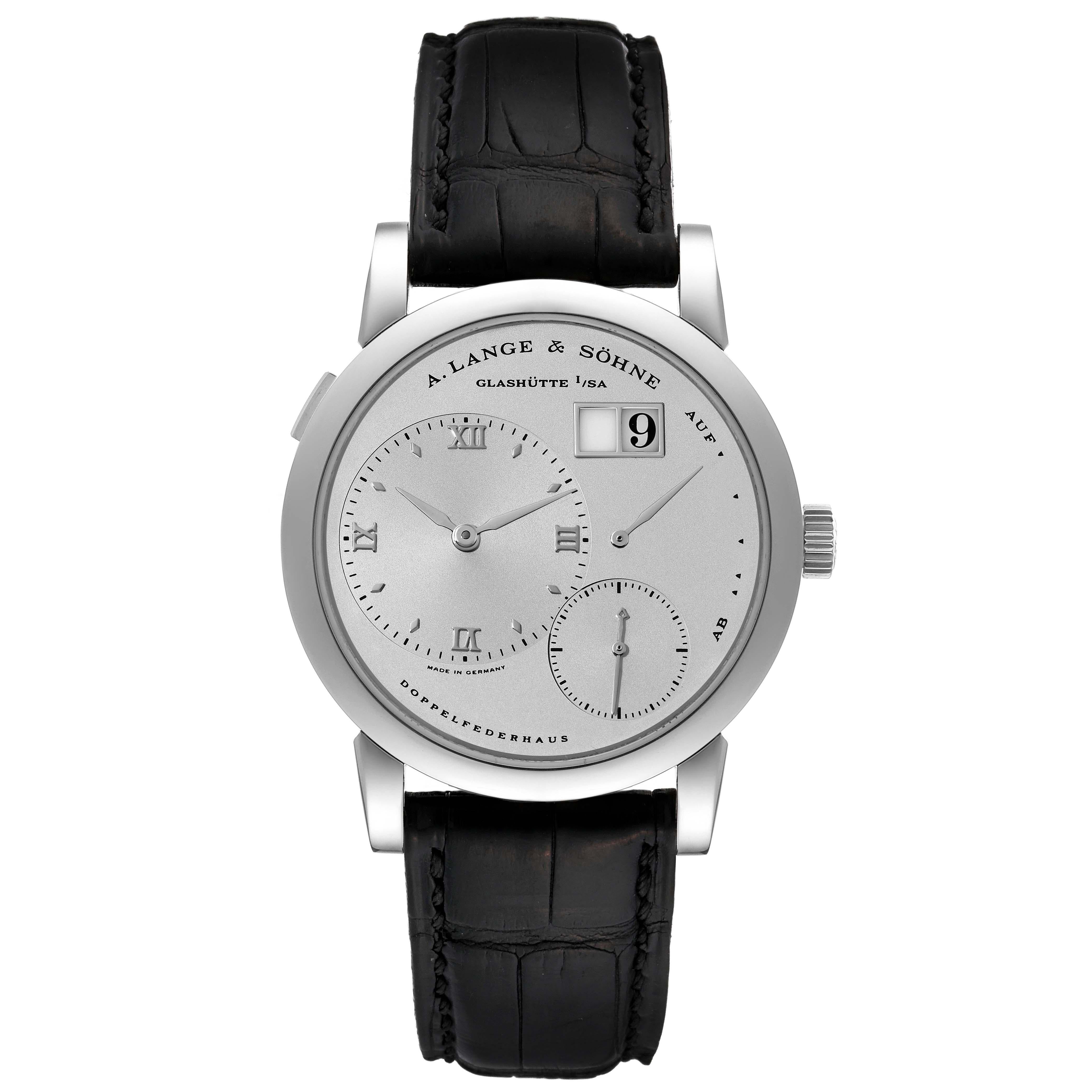 Men's A. Lange and Sohne Lange 1 Silver Dial Platinum Mens Watch 101.025 For Sale