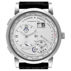 A. Lange and Sohne Lange 1 Time Zone White Gold Silver Dial Mens Watch 116.039