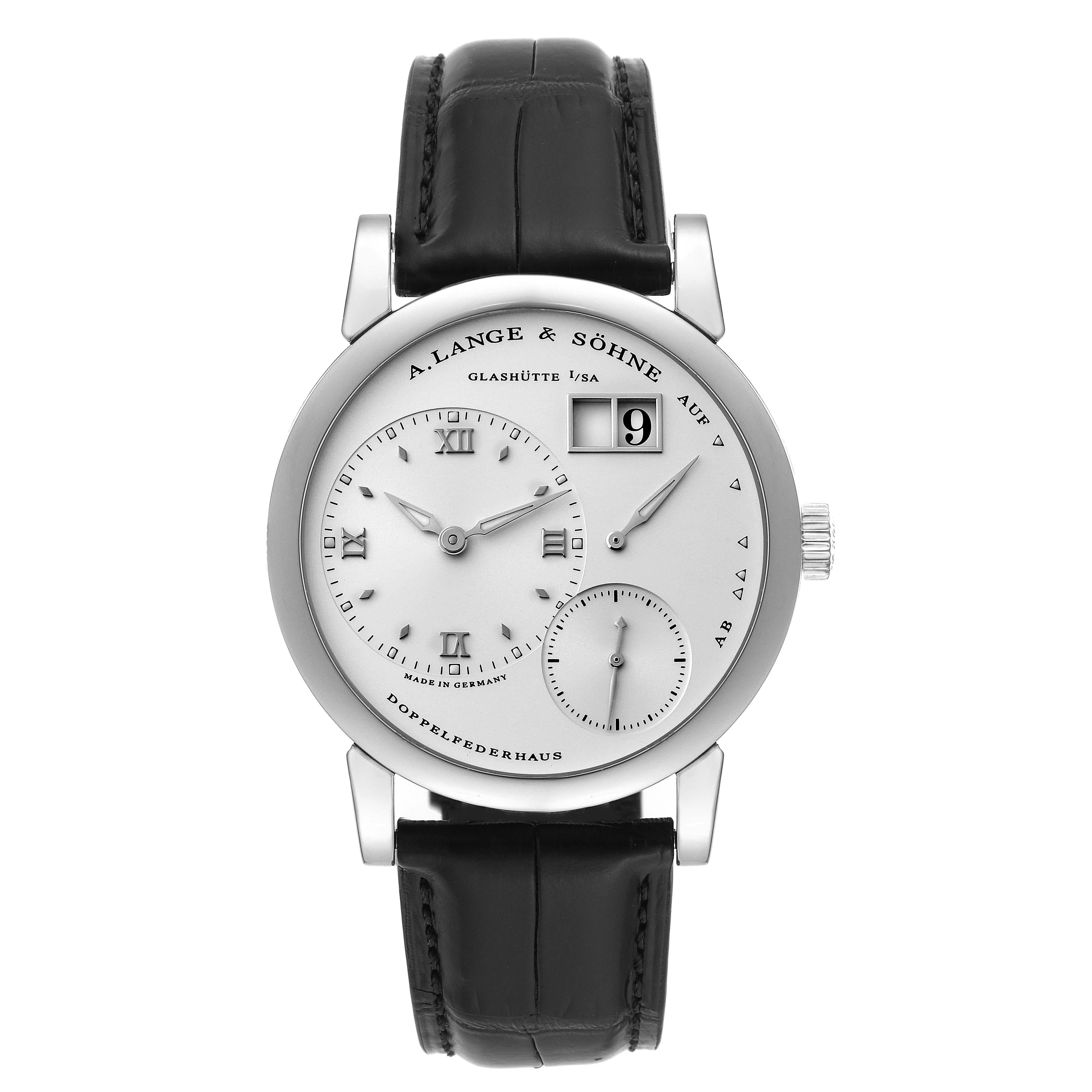 A. Lange and Sohne Lange 1 White Gold Silver Dial Mens Watch 101.039 For Sale 1
