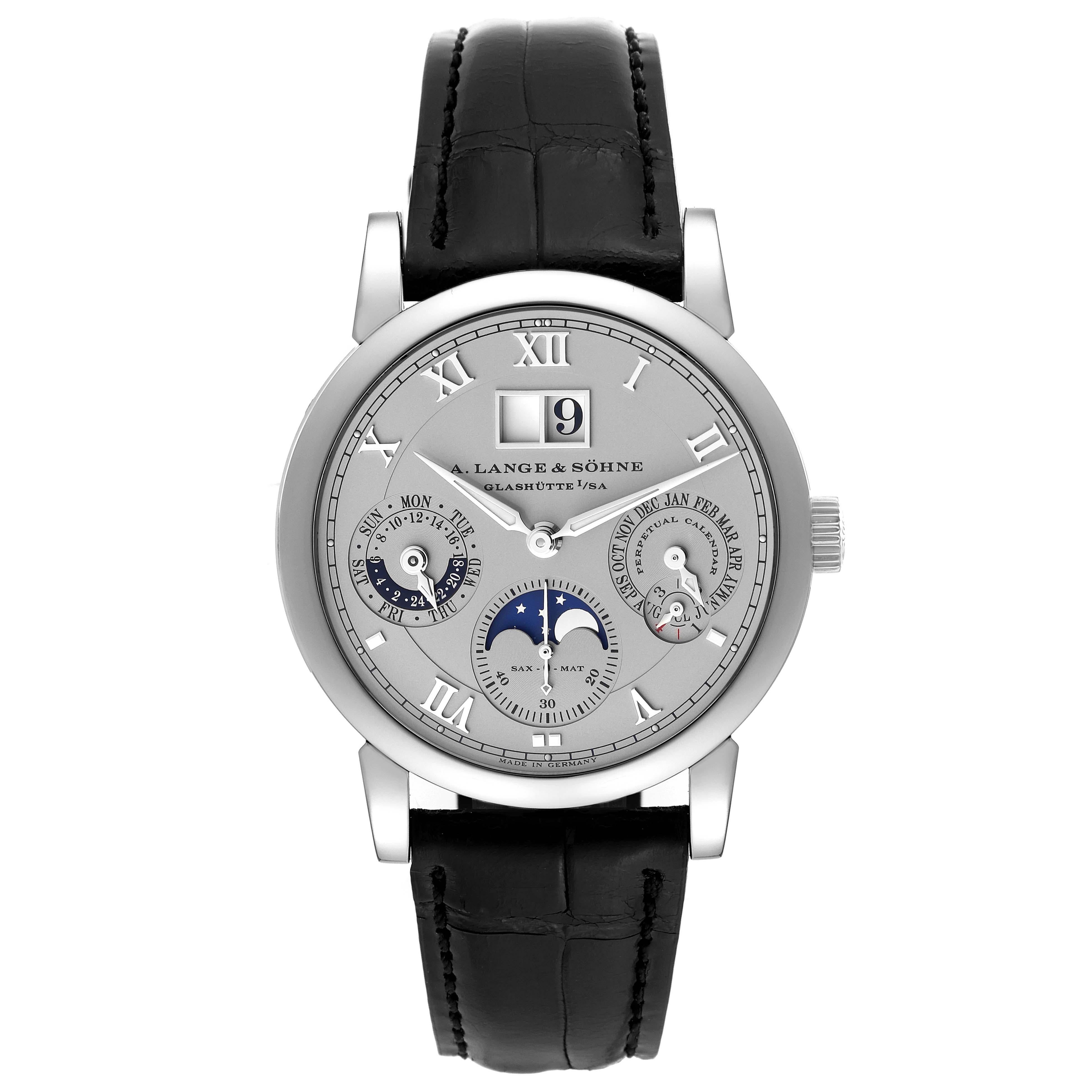 A. Lange and Sohne Langematik Perpetual Platinum Mens Watch 310.025E Box Papers For Sale 1