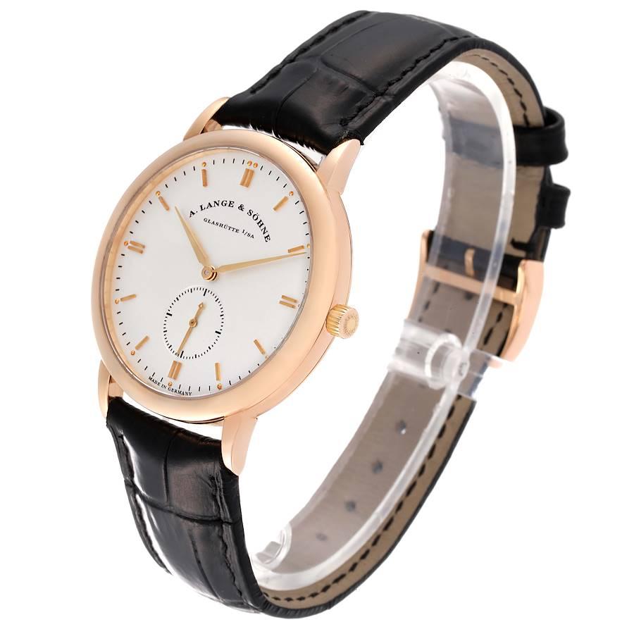 A. Lange und Sohne Saxonia 37mm Roségold Silber Zifferblatt Herrenuhr 215.032 im Zustand „Hervorragend“ im Angebot in Atlanta, GA
