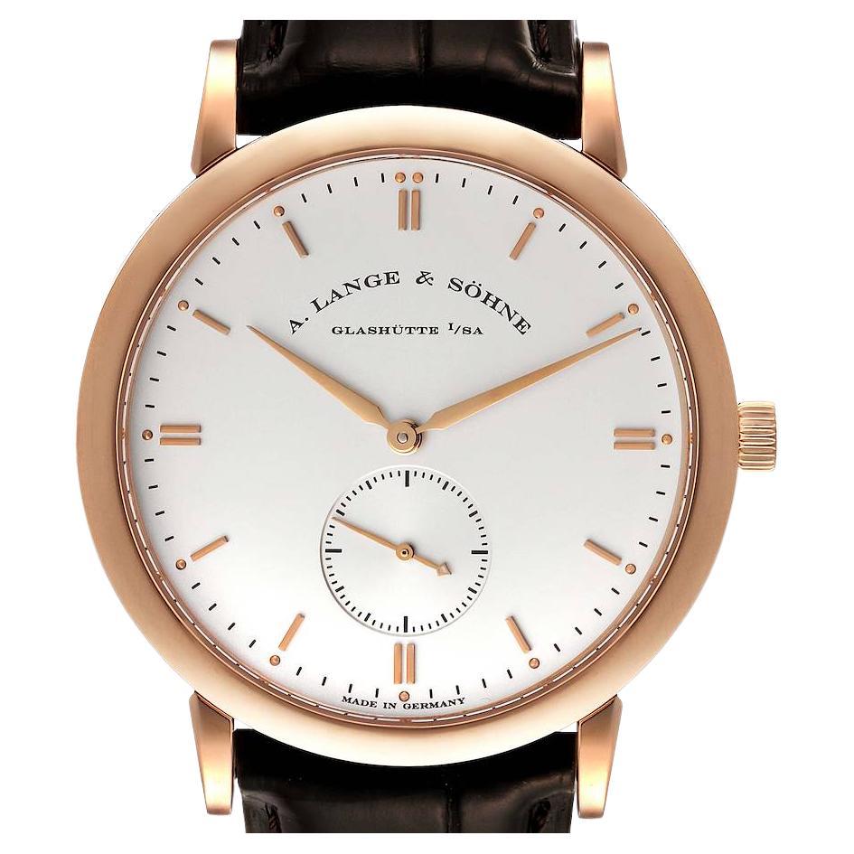 A. Lange and Sohne Saxonia Rose Gold Silver Dial Mens Watch 215.032