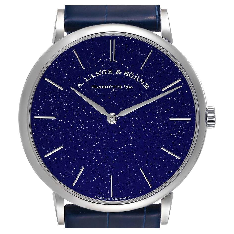 A. Lange and Sohne Saxonia Thin White Gold Copper-Blue Watch 205.086 Box Papers