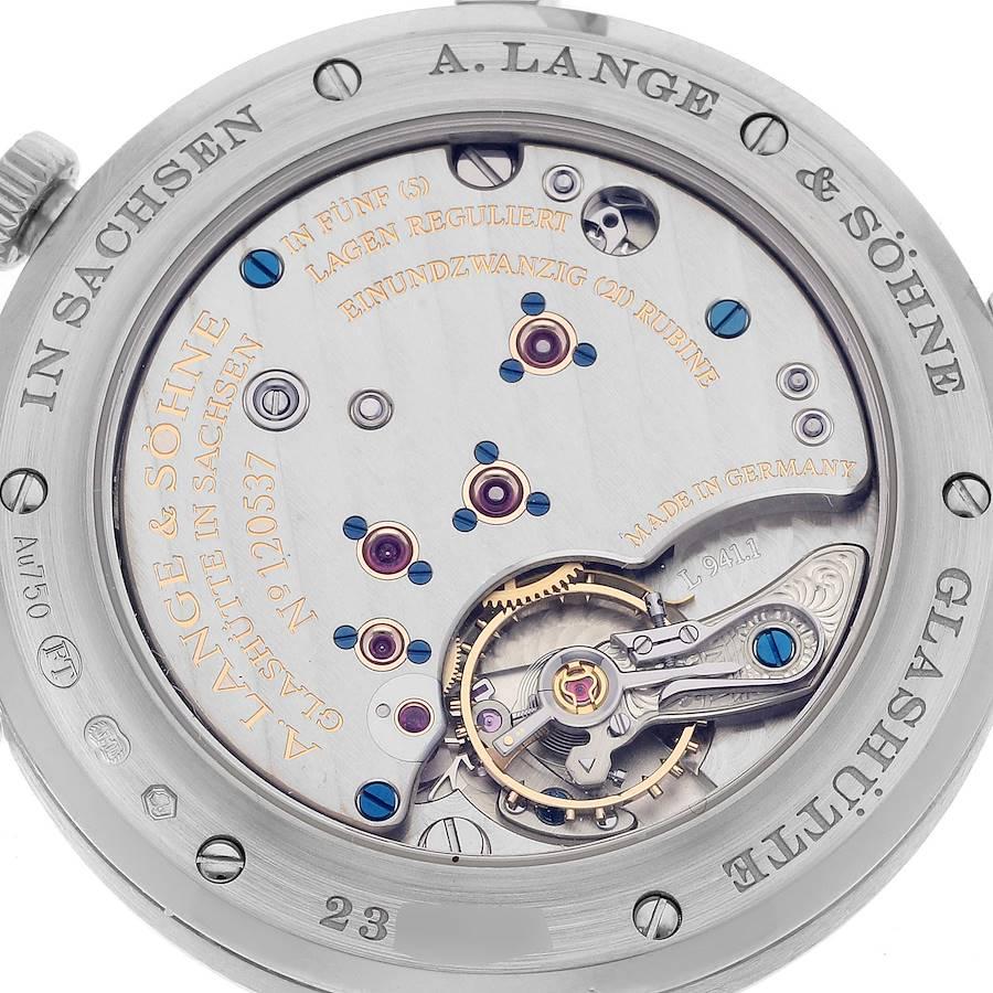A. Lange and Sohne Saxonia White Gold Silver Dial Mens Watch 219.026 Papers In Excellent Condition In Atlanta, GA