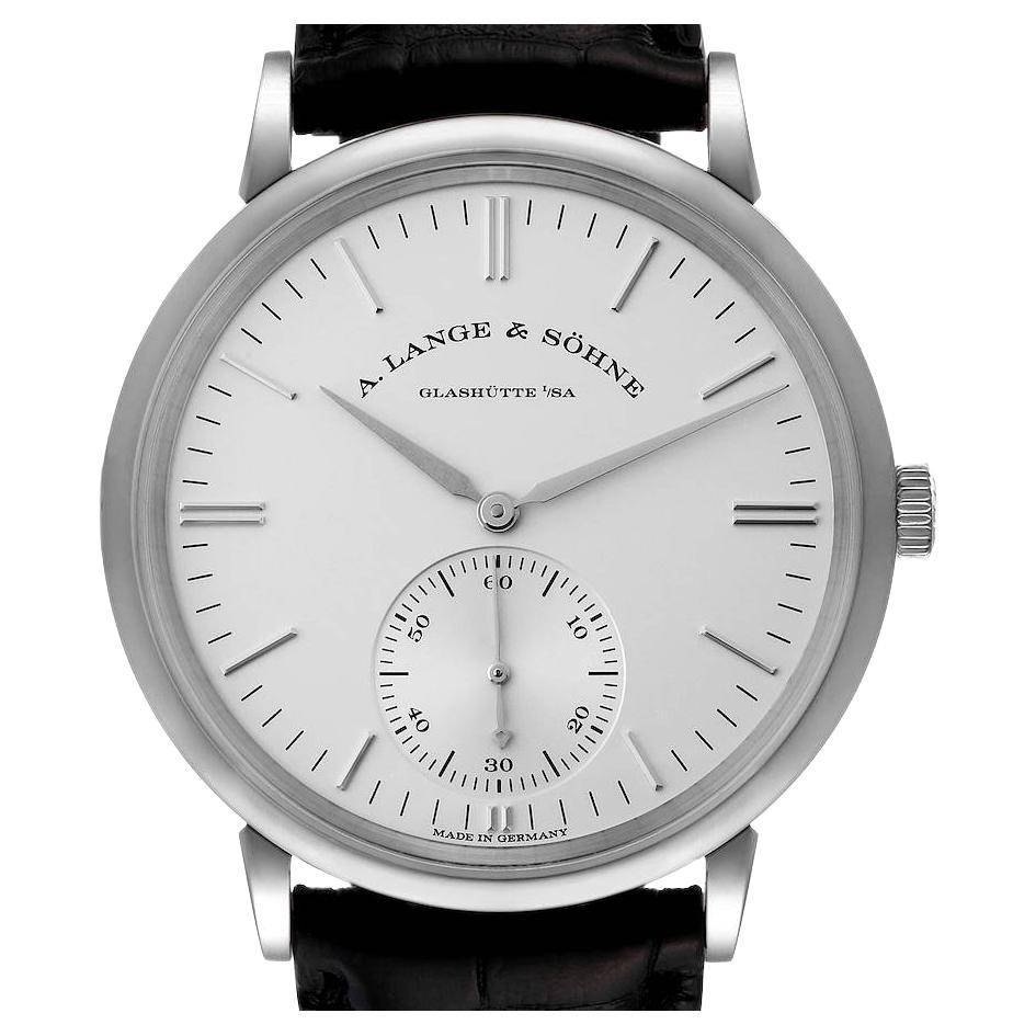 A. Lange and Sohne Saxonia White Gold Silver Dial Mens Watch 380.027 Papers