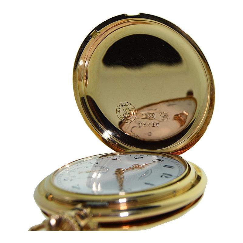 A. Lange & Sohne 14 Karat Solid Gold High Grade Pocket Watch with Flawless Dial In Excellent Condition In Long Beach, CA