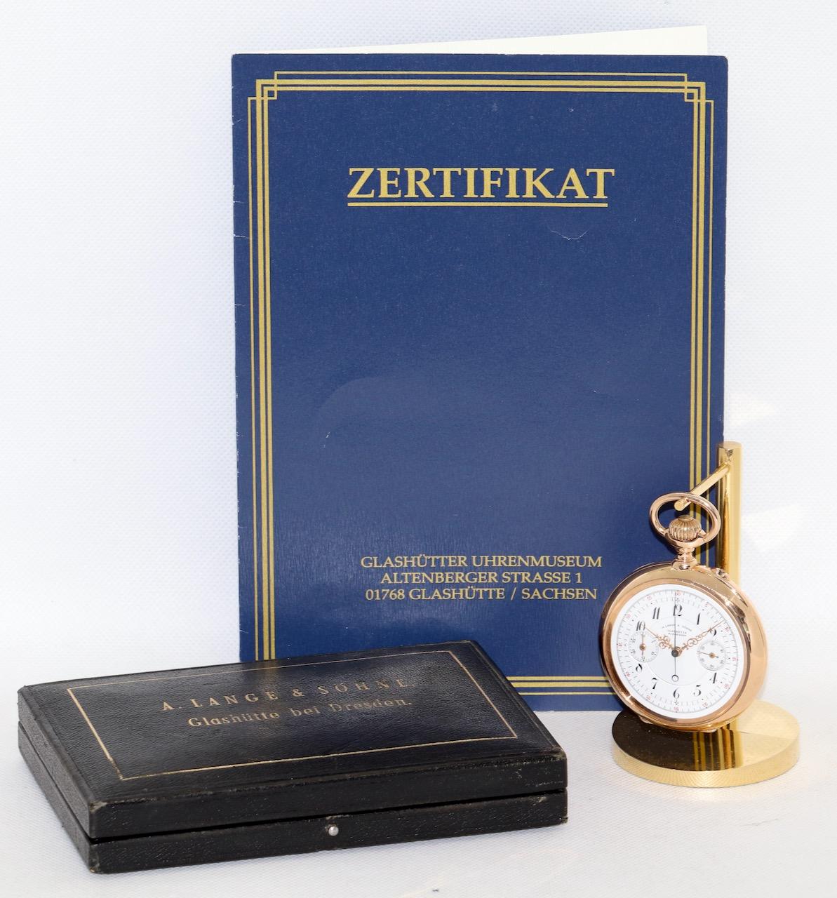 A. Lange & Söhne, 18 Karat Gold, Chronograph Pocket Watch, 1898 Constantinopel For Sale 9