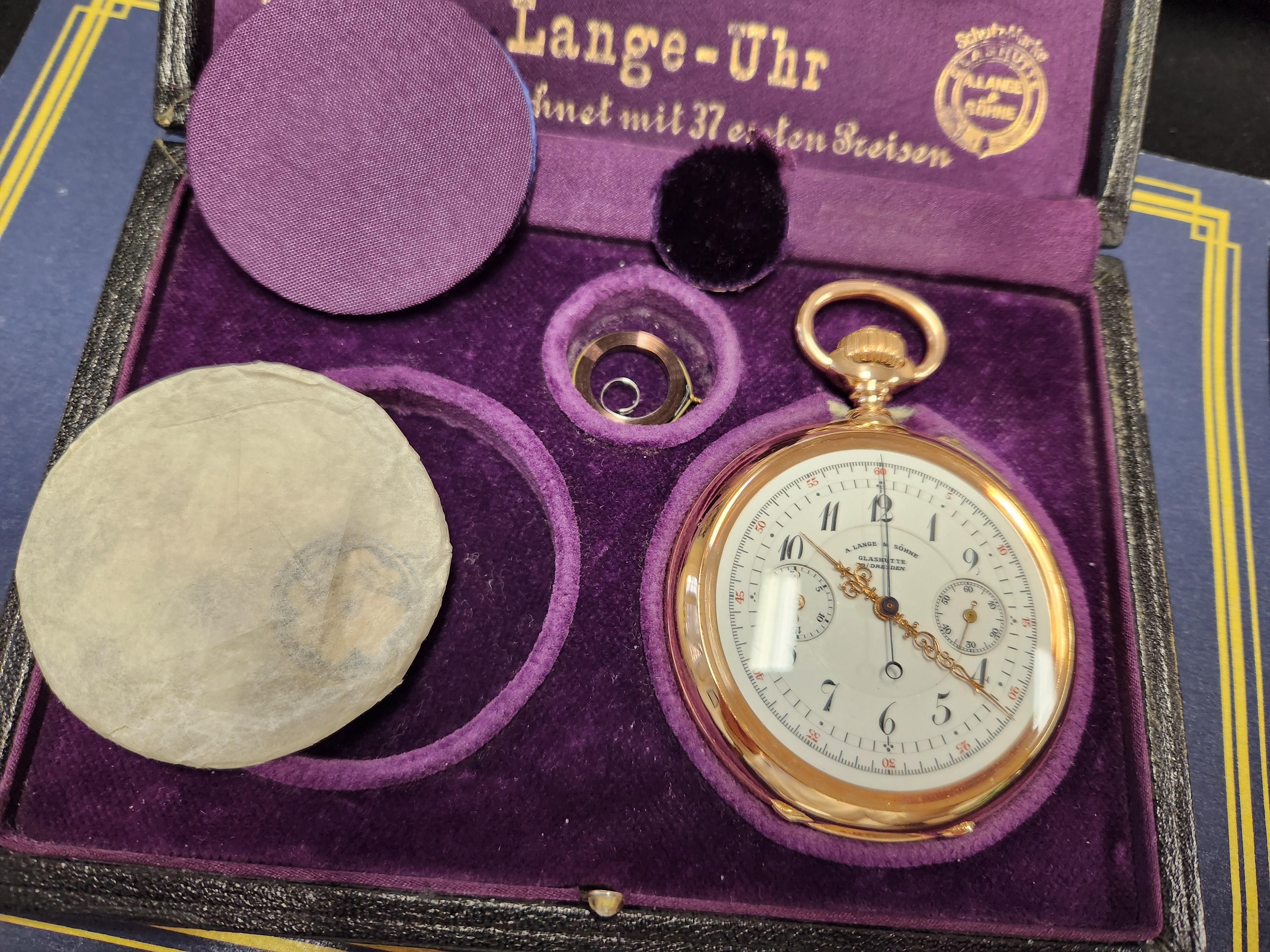 A. Lange & Söhne, 18 Karat Gold, Chronograph Taschenuhr, 1898 Constantinopel im Angebot 11