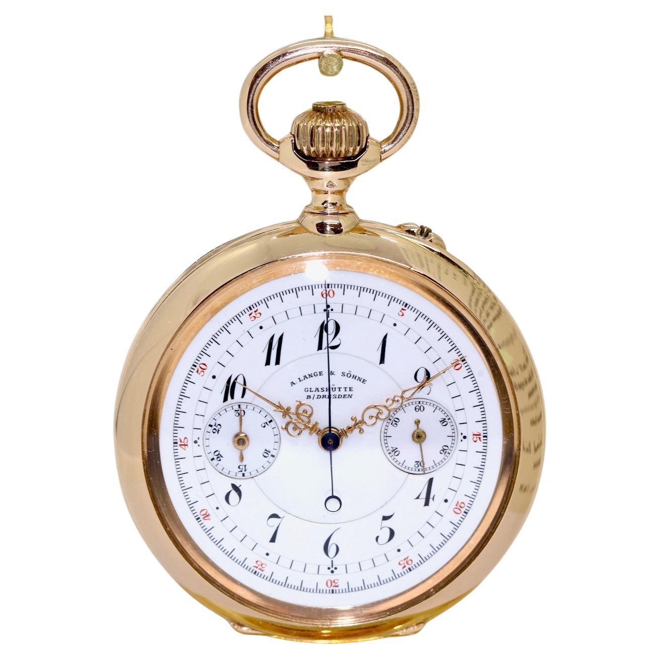 A. Lange & Söhne, 18 Karat Gold, Chronograph Pocket Watch, 1898 Constantinopel For Sale