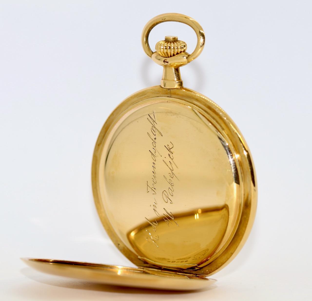 A. Lange & Söhne 18 Karat Gold Savonette Pocket Watch, 52mm For Sale 4