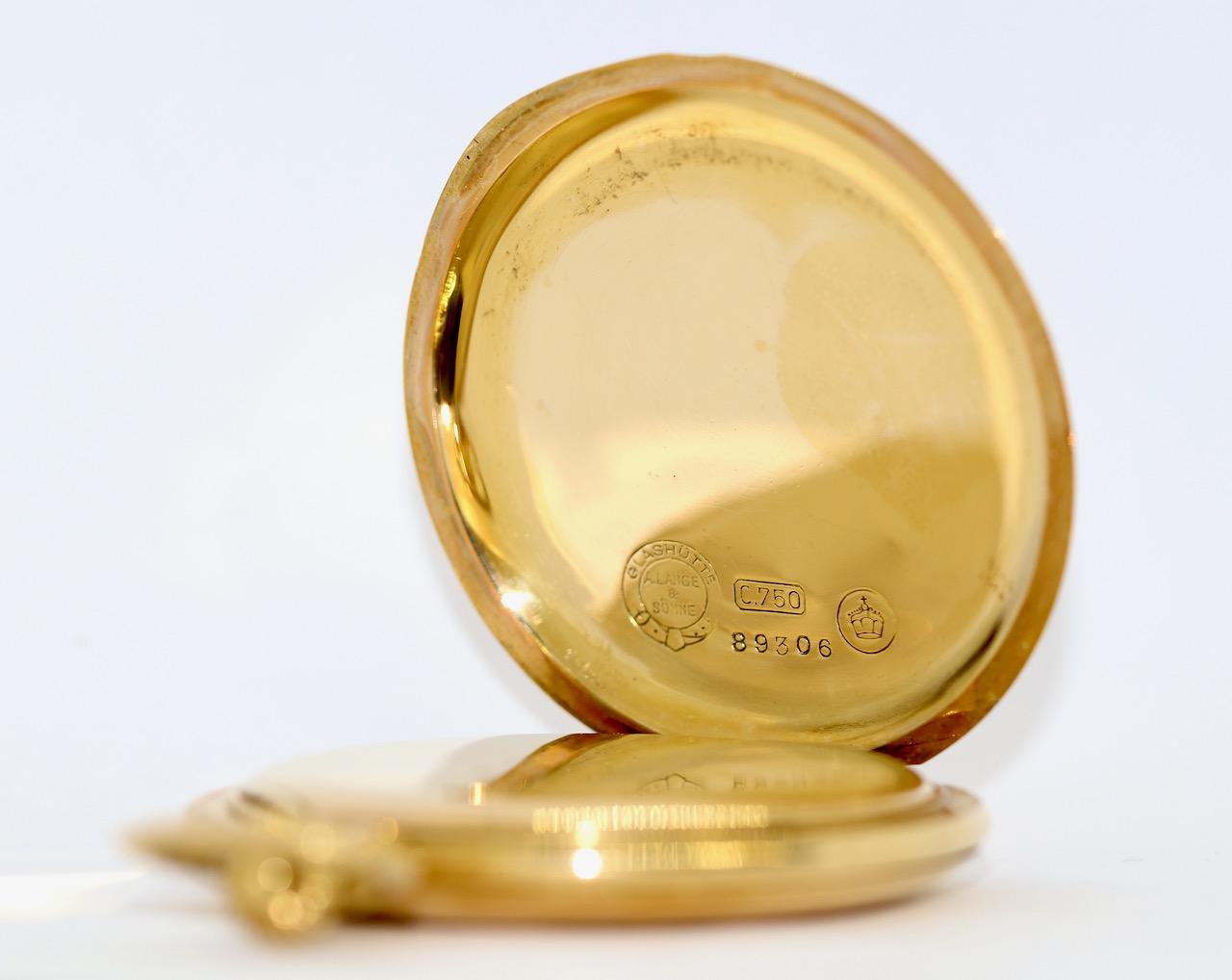 A. Lange & Söhne 18 Karat Gold Savonette Pocket Watch, 52mm For Sale 5