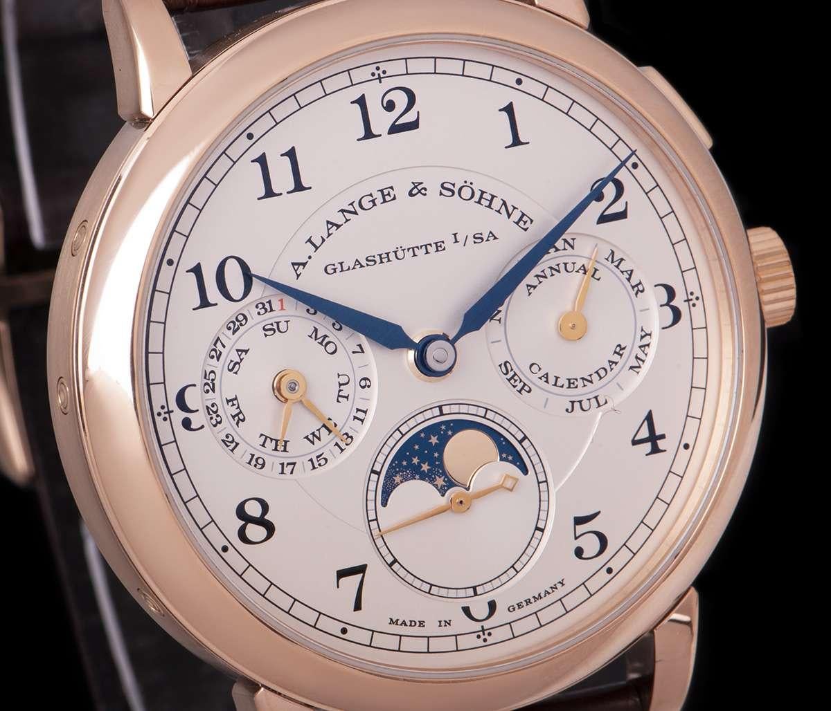 a. lange & sohne 1815 annual calendar moonphase mens 18kt gold watch