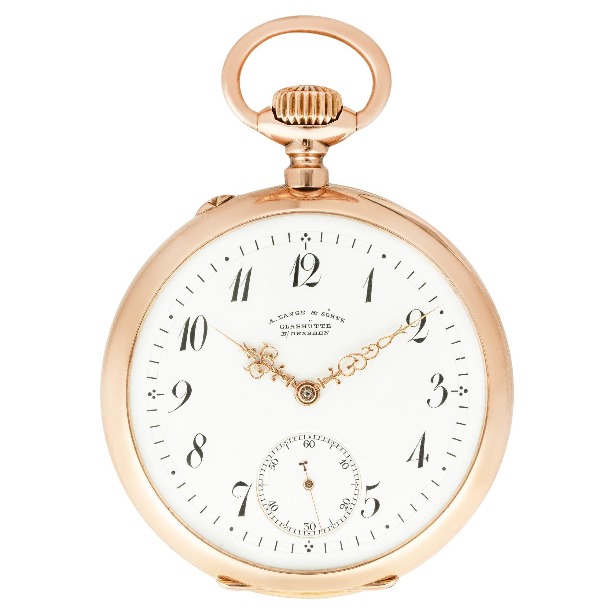 A. Lange 
Sohne. A Rare Rose Gold Open Face Pocket Watch C1900 For Sale