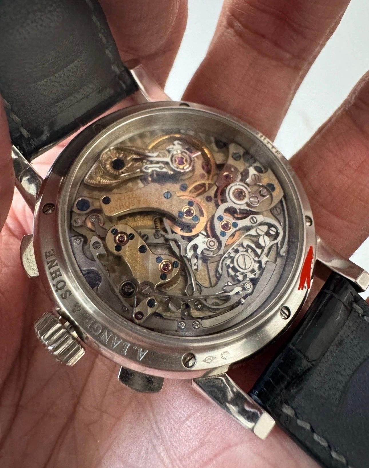 Modern A. Lange & Sohne Datograph Platinum Flyback Chronograph 405.035 For Sale