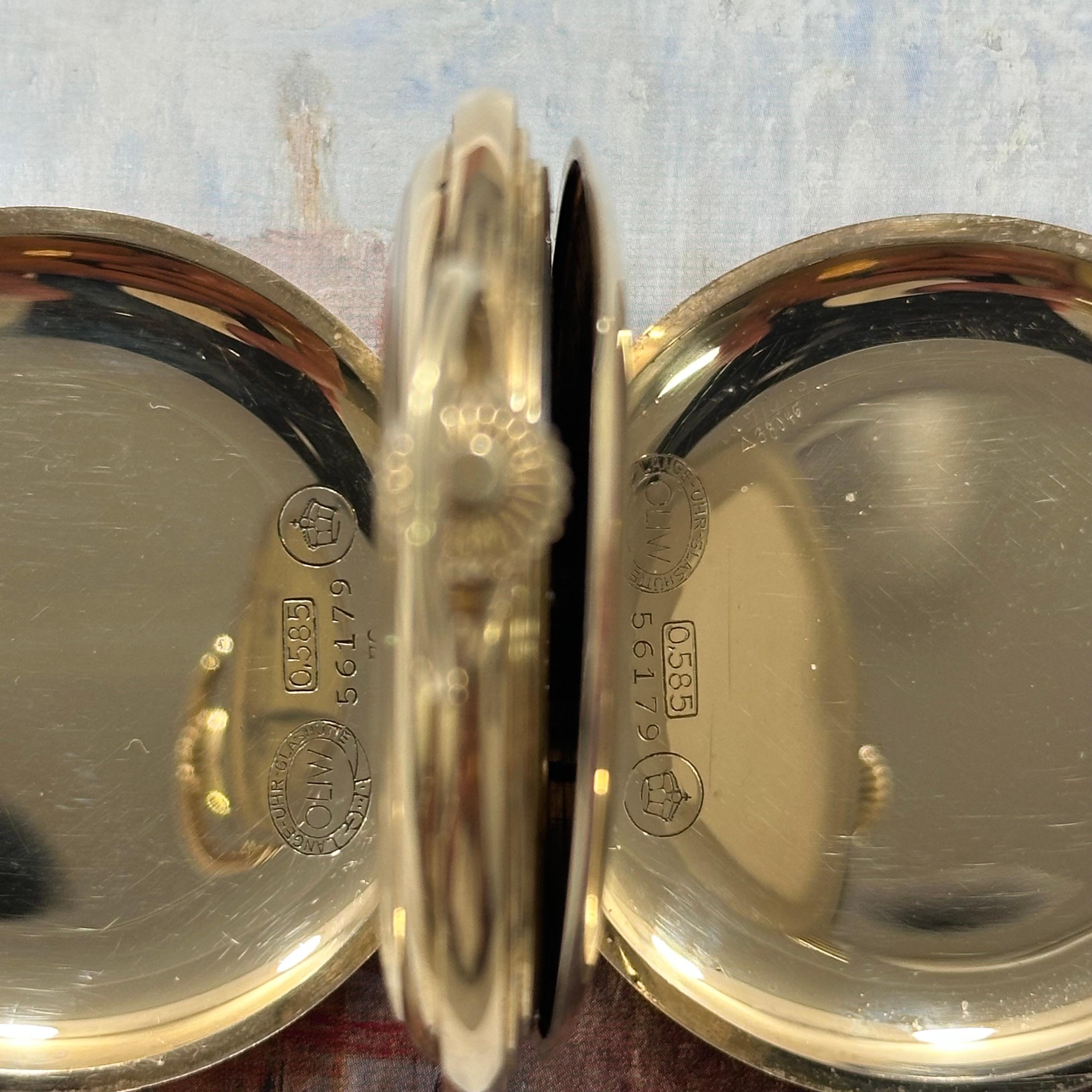 A. Lange & Sohne DUF Pocket Watch 14k Gold Near NOS Condition 1930s For Sale 6