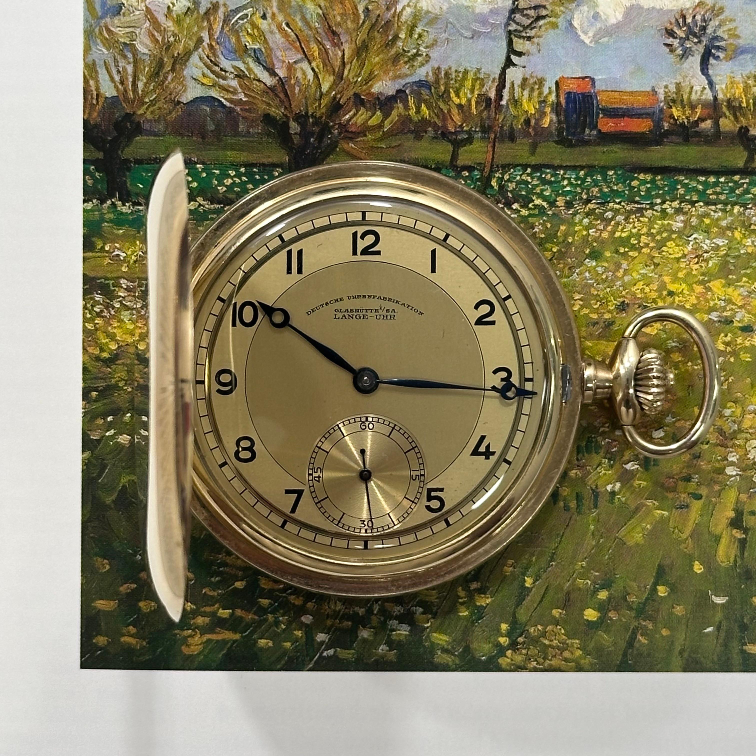 A. Lange & Sohne DUF Pocket Watch 14k Gold Near NOS Condition 1930s For Sale 8