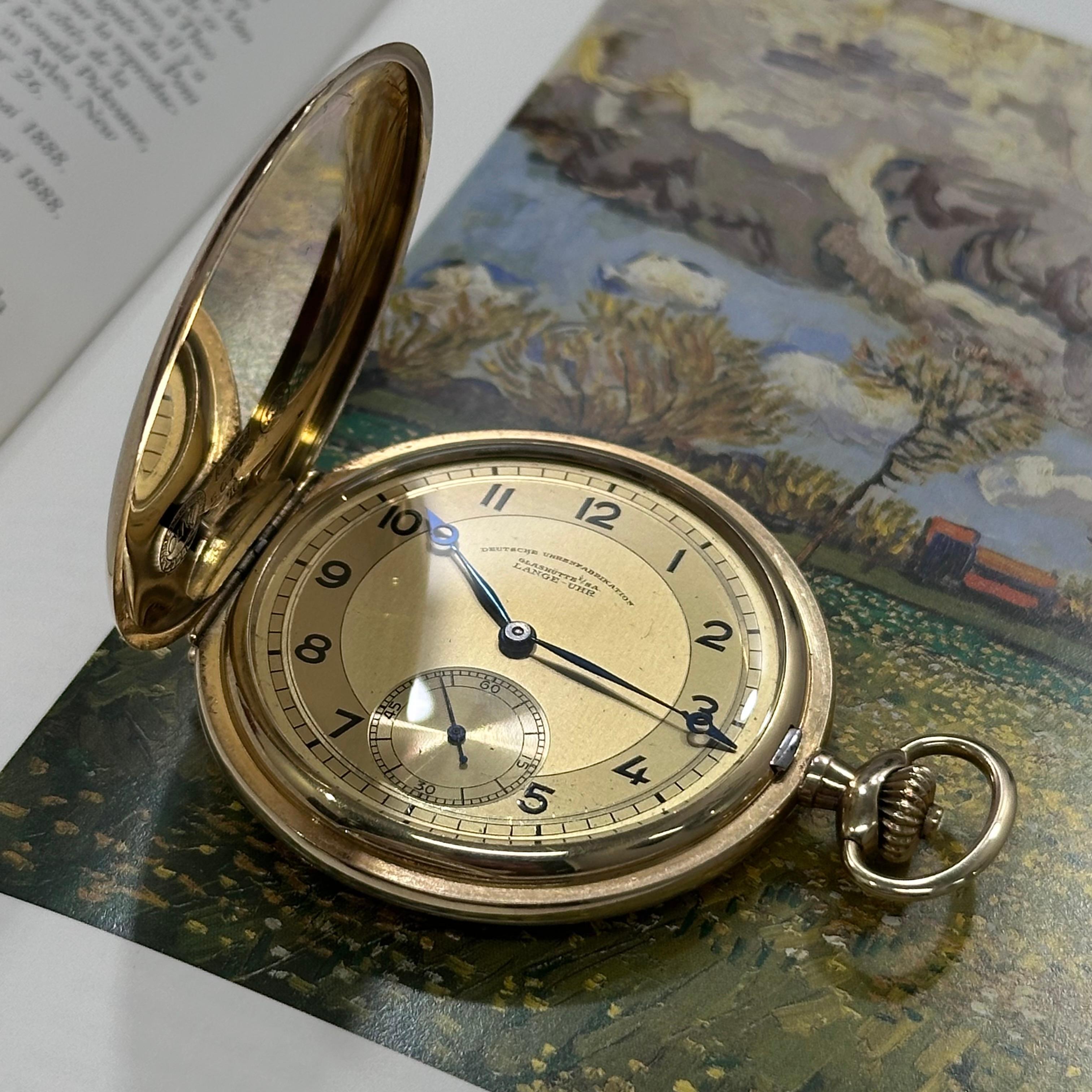 A. Lange & Sohne DUF Pocket Watch 14k Gold Near NOS Condition 1930s For Sale 9