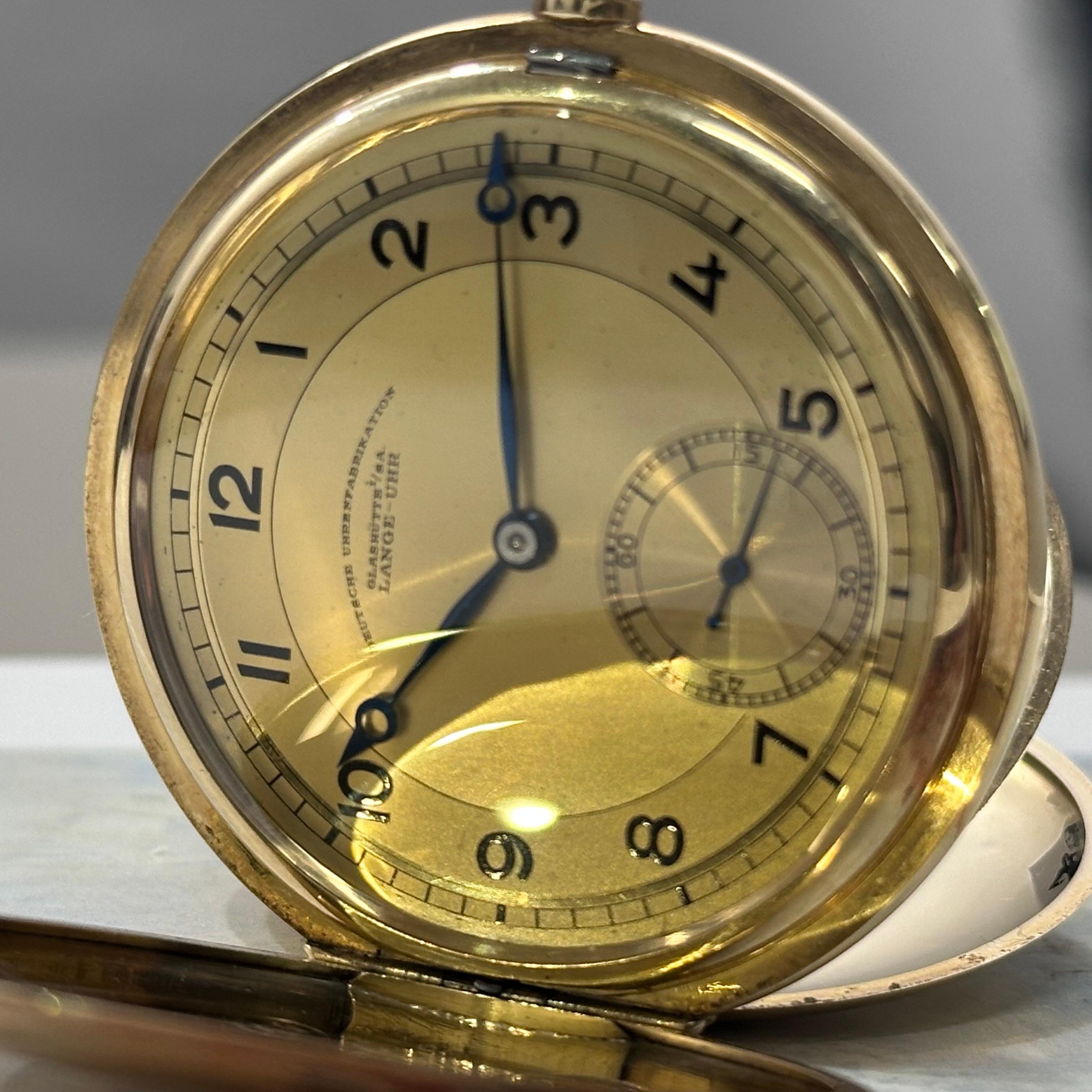 A. Lange & Sohne DUF Pocket Watch 14k Gold Near NOS Condition 1930s For Sale 2