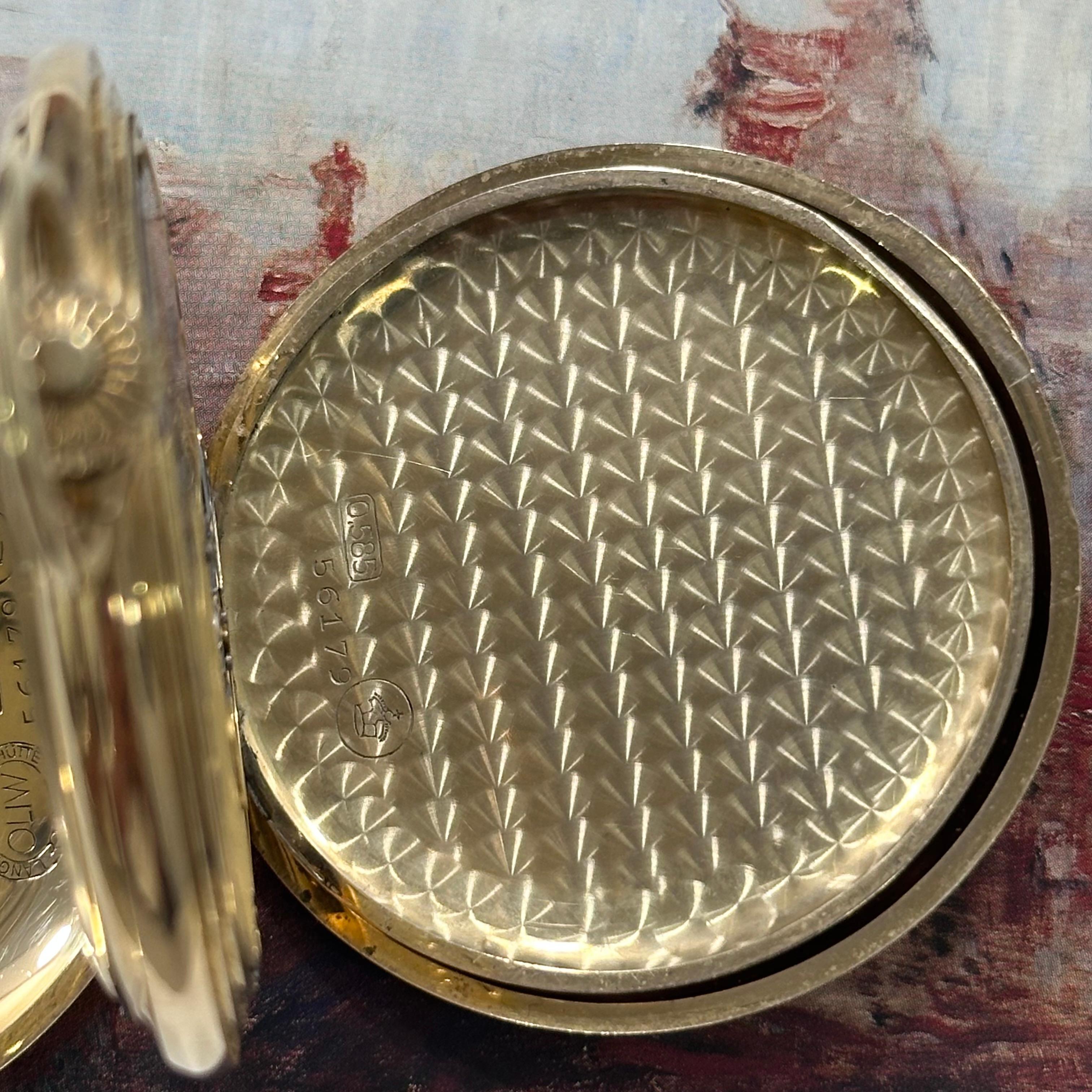 A. Lange & Sohne DUF Pocket Watch 14k Gold Near NOS Condition 1930s For Sale 5