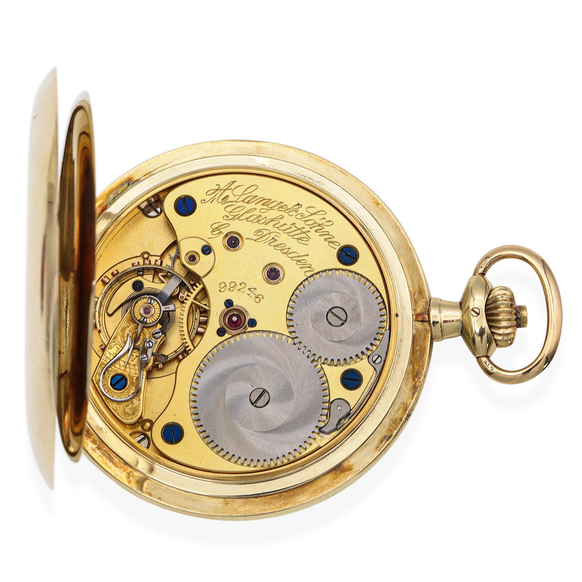 A. Lange & Söhne Glashütte 14k Yellow Gold Pocket Watch In Good Condition For Sale In New York, NY