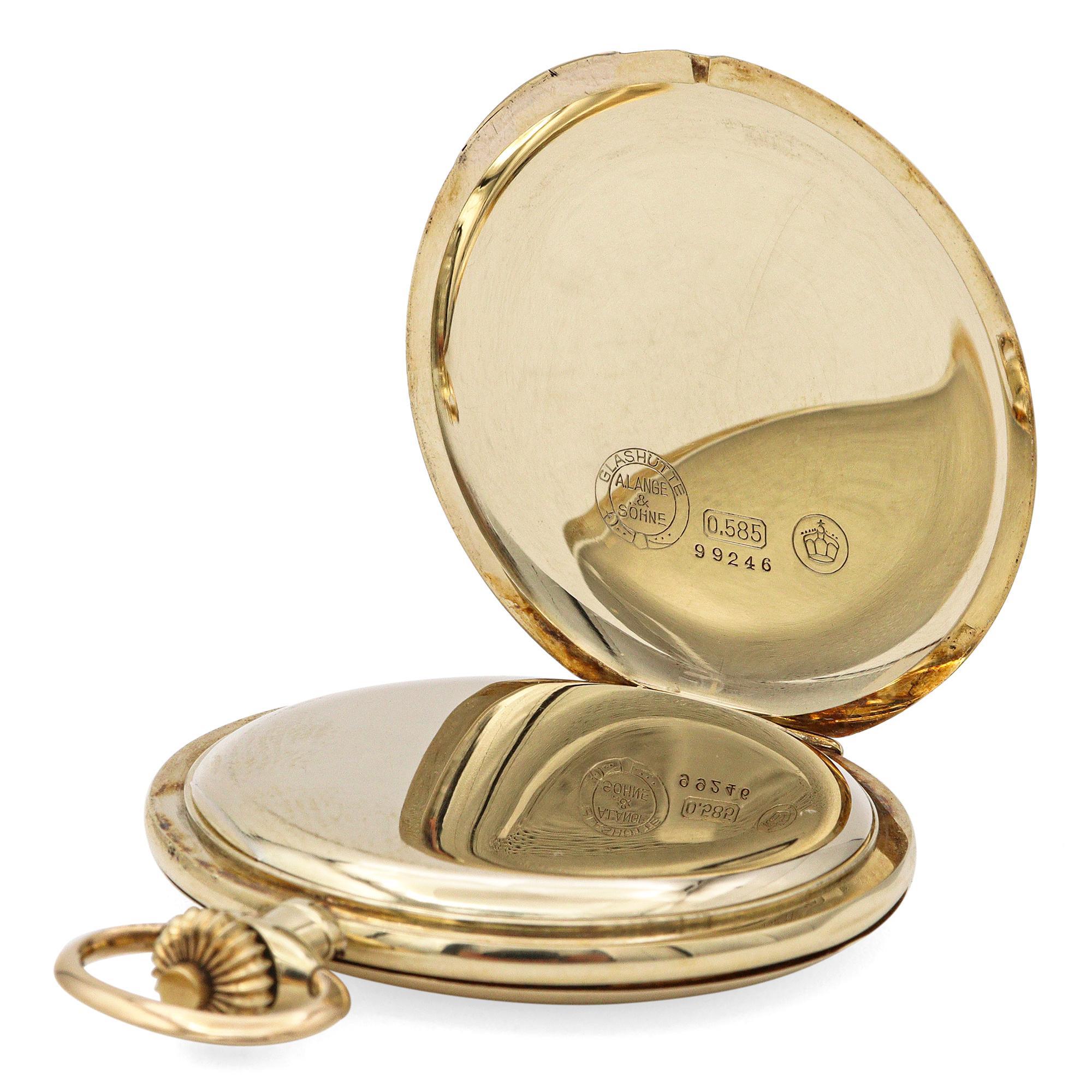 Women's or Men's A. Lange & Söhne Glashütte 14k Yellow Gold Pocket Watch For Sale