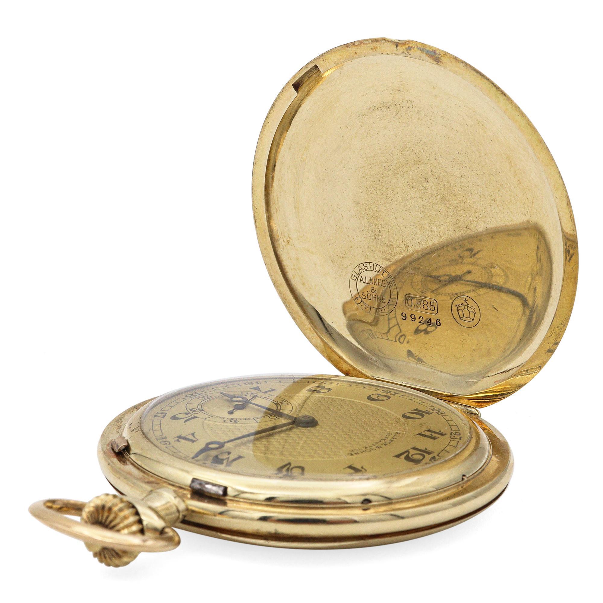 A. Lange & Söhne Glashütte 14k Yellow Gold Pocket Watch For Sale 1