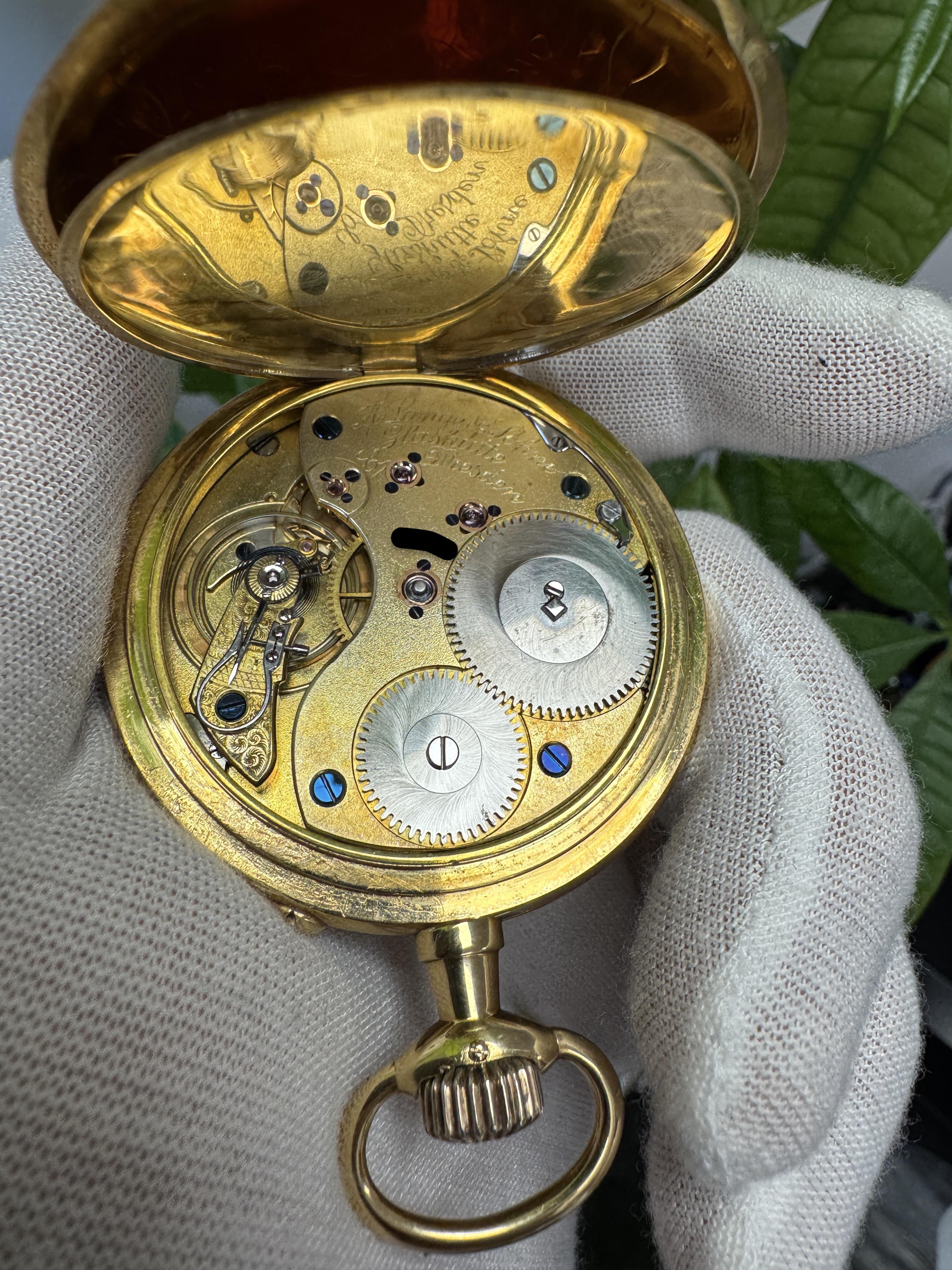 A Lange & Söhne Glashütte, antico orologio da tasca con movimento A in oro giallo 18 ct. in vendita 6