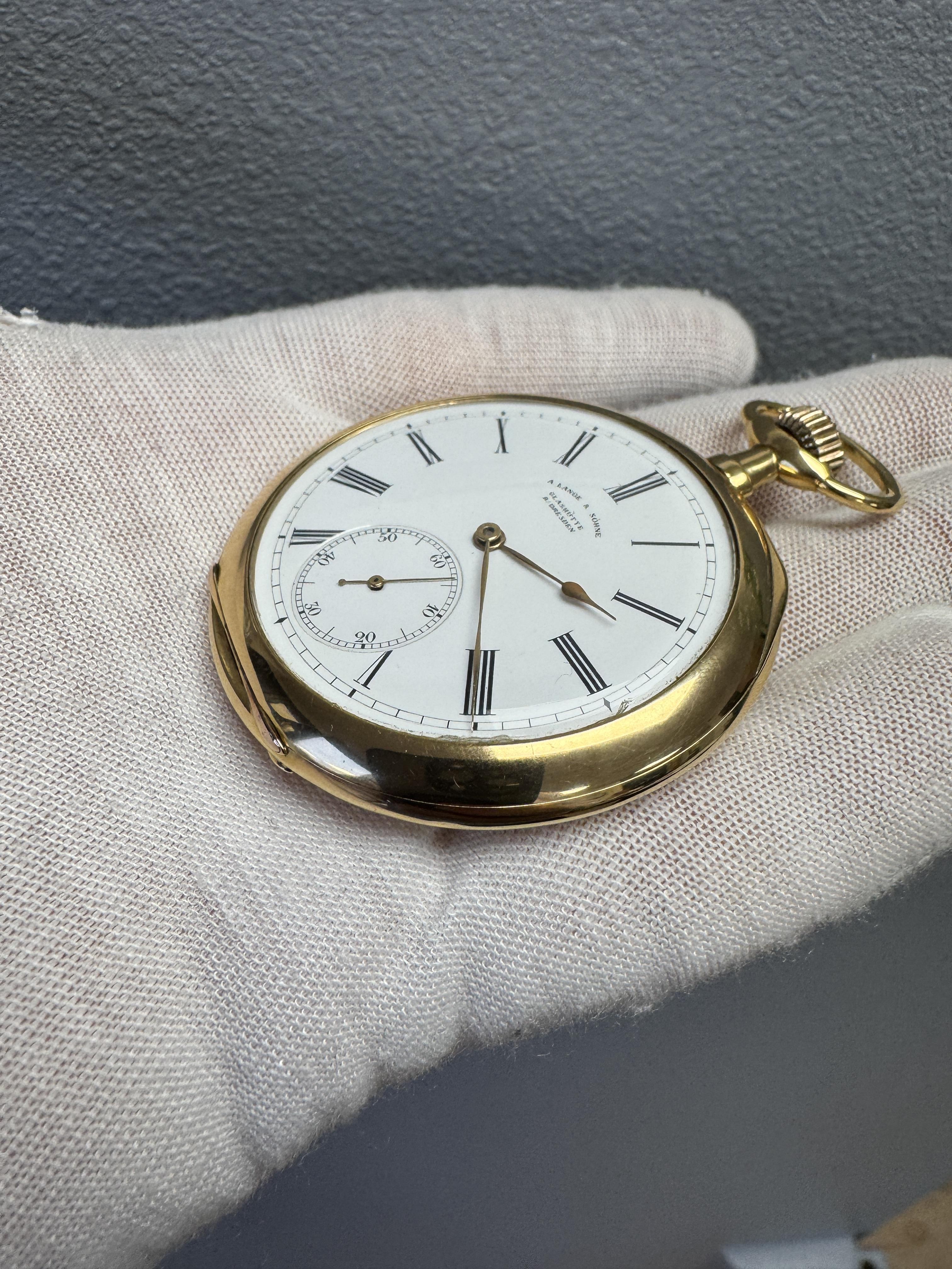 da uomo o donna A Lange & Söhne Glashütte, antico orologio da tasca con movimento A in oro giallo 18 ct. in vendita