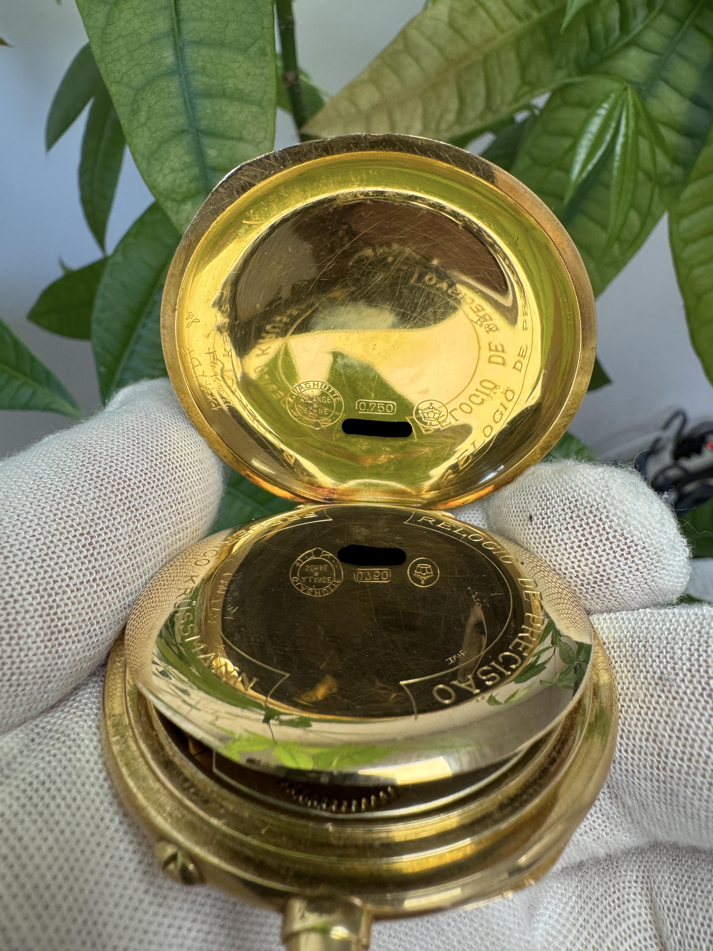 A Lange & Söhne Glashütte, antico orologio da tasca con movimento A in oro giallo 18 ct. in vendita 4