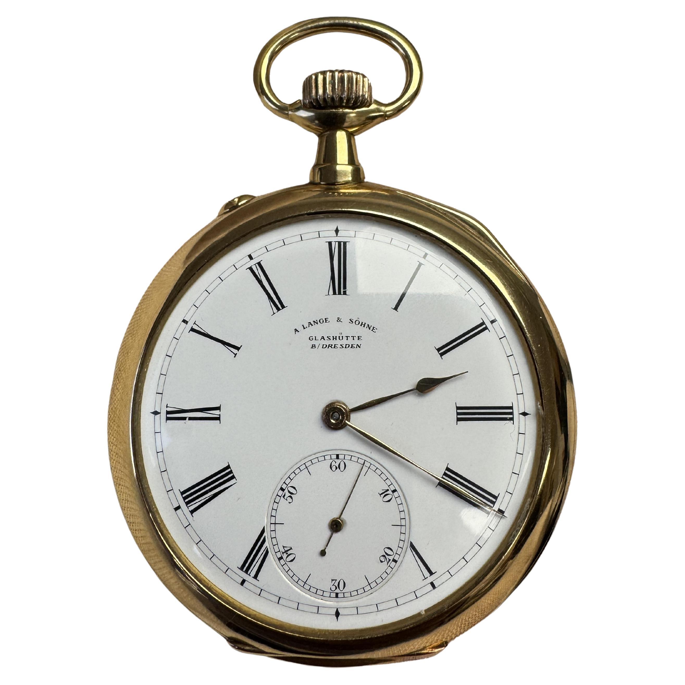 A Lange & Söhne Glashütte, antico orologio da tasca con movimento A in oro giallo 18 ct.