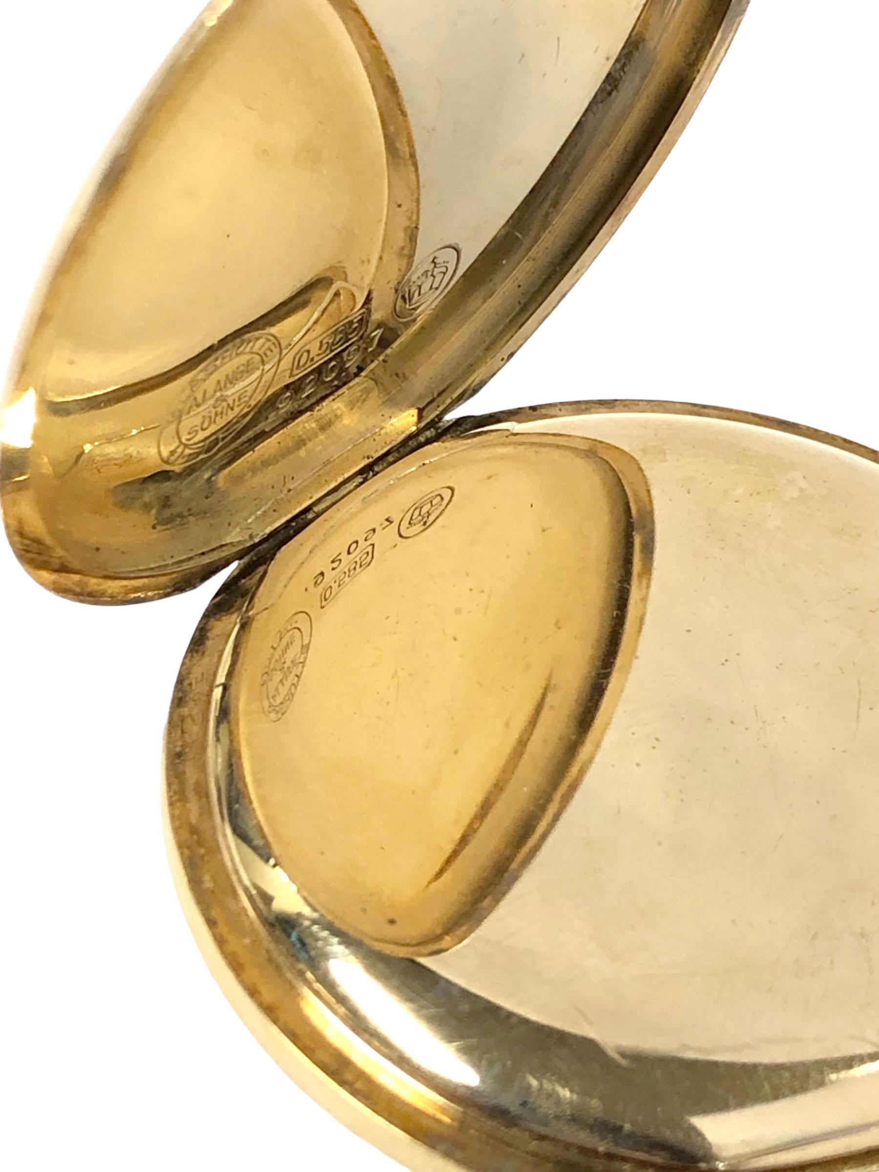 Women's or Men's A. Lange & Sohne Glashutte Yellow Gold Pocket Watch