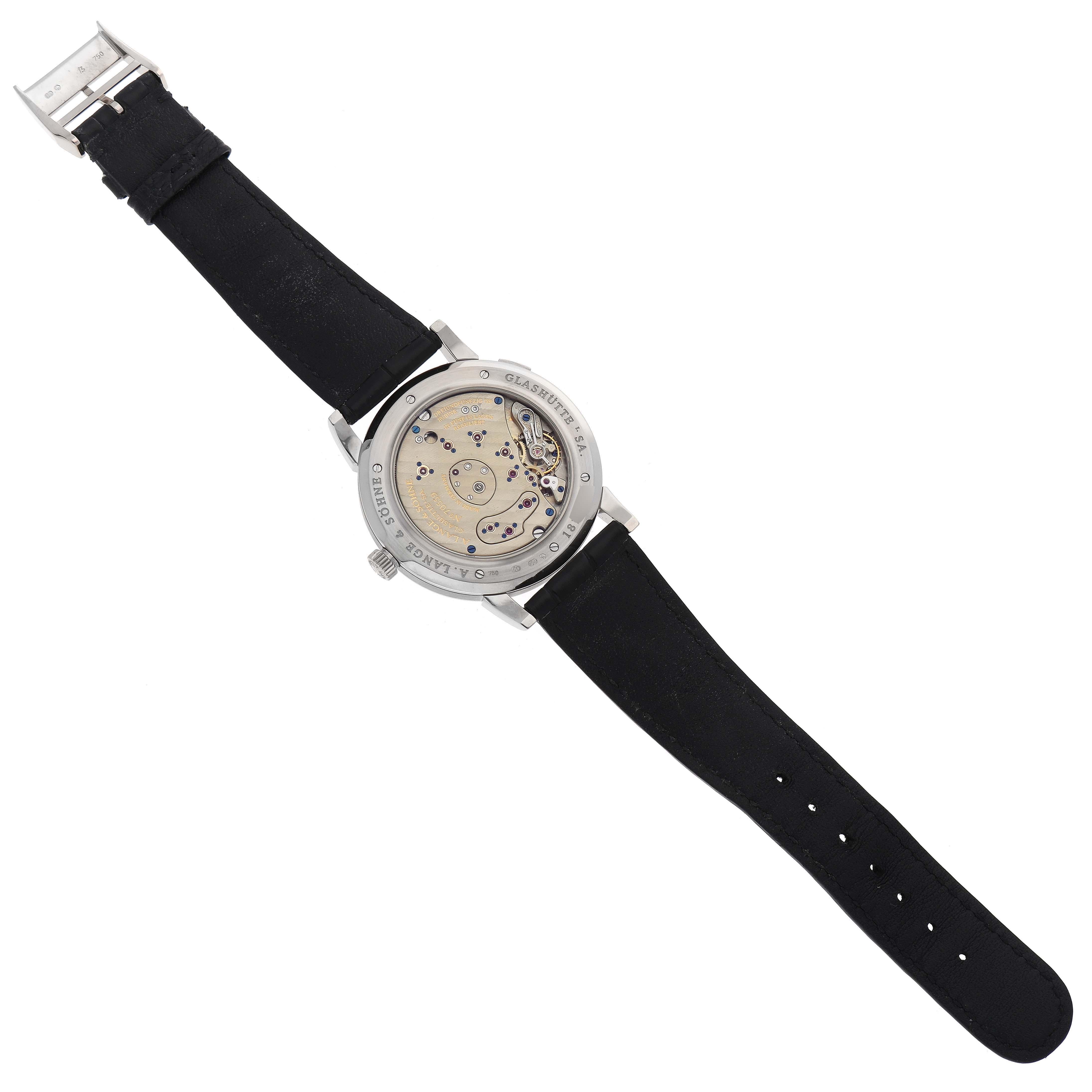 A. Lange & Sohne Grand Lange 1 White Gold Black Dial Mens Watch 115.028 For Sale 4
