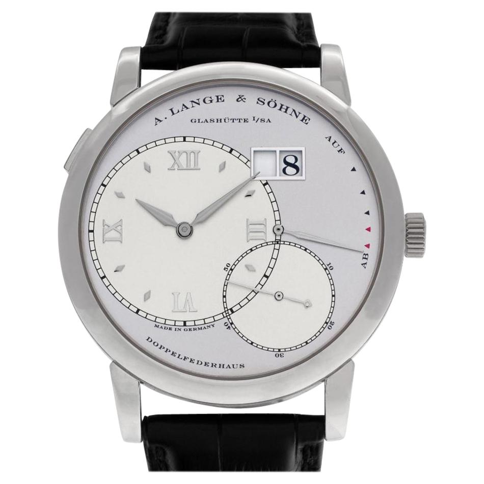 A. Lange & Sohne Lange 1 115.025 Platinum Silver Dial Manual Watch For Sale
