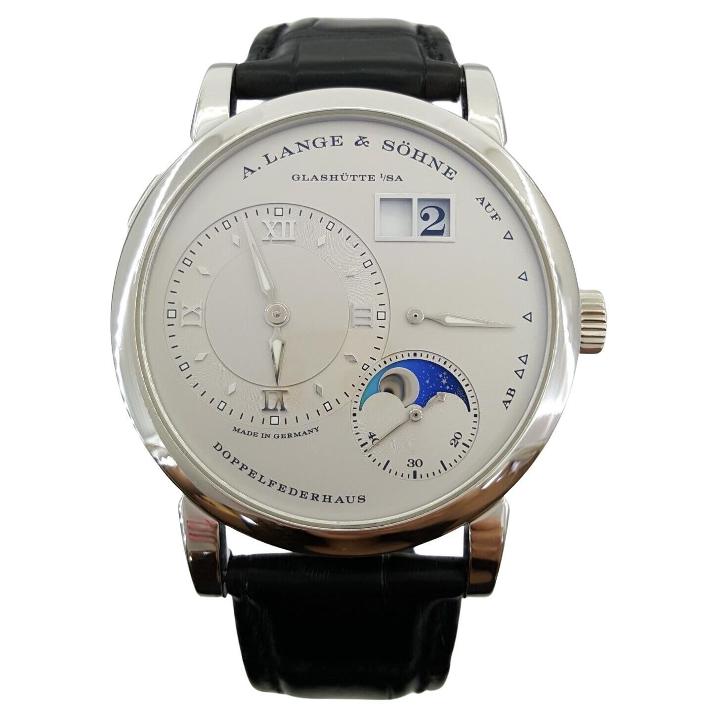 A. Lange & Sohne Lange 1 Moonphase Platinum Automatic Watch For Sale